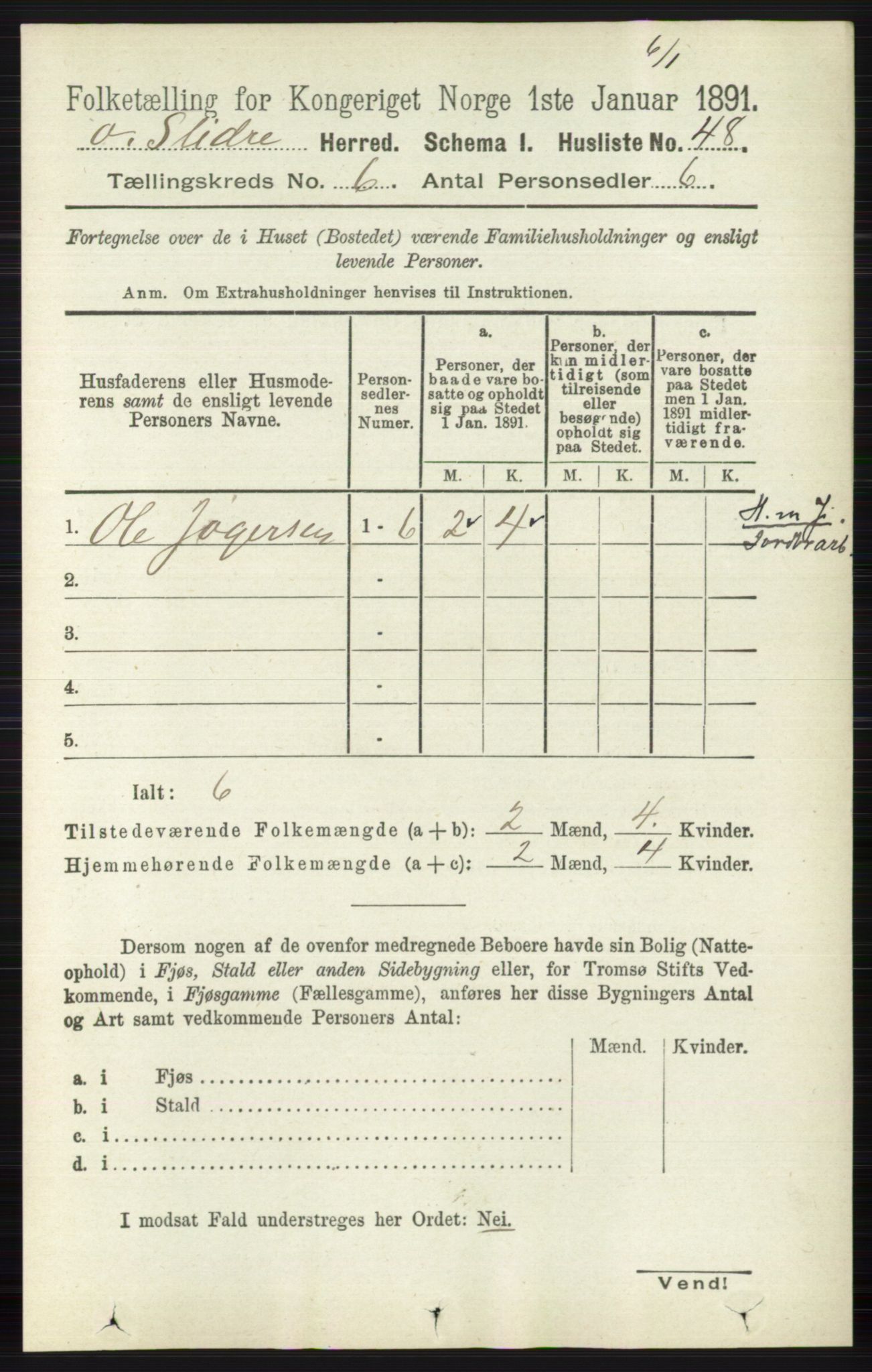 RA, 1891 census for 0544 Øystre Slidre, 1891, p. 1788