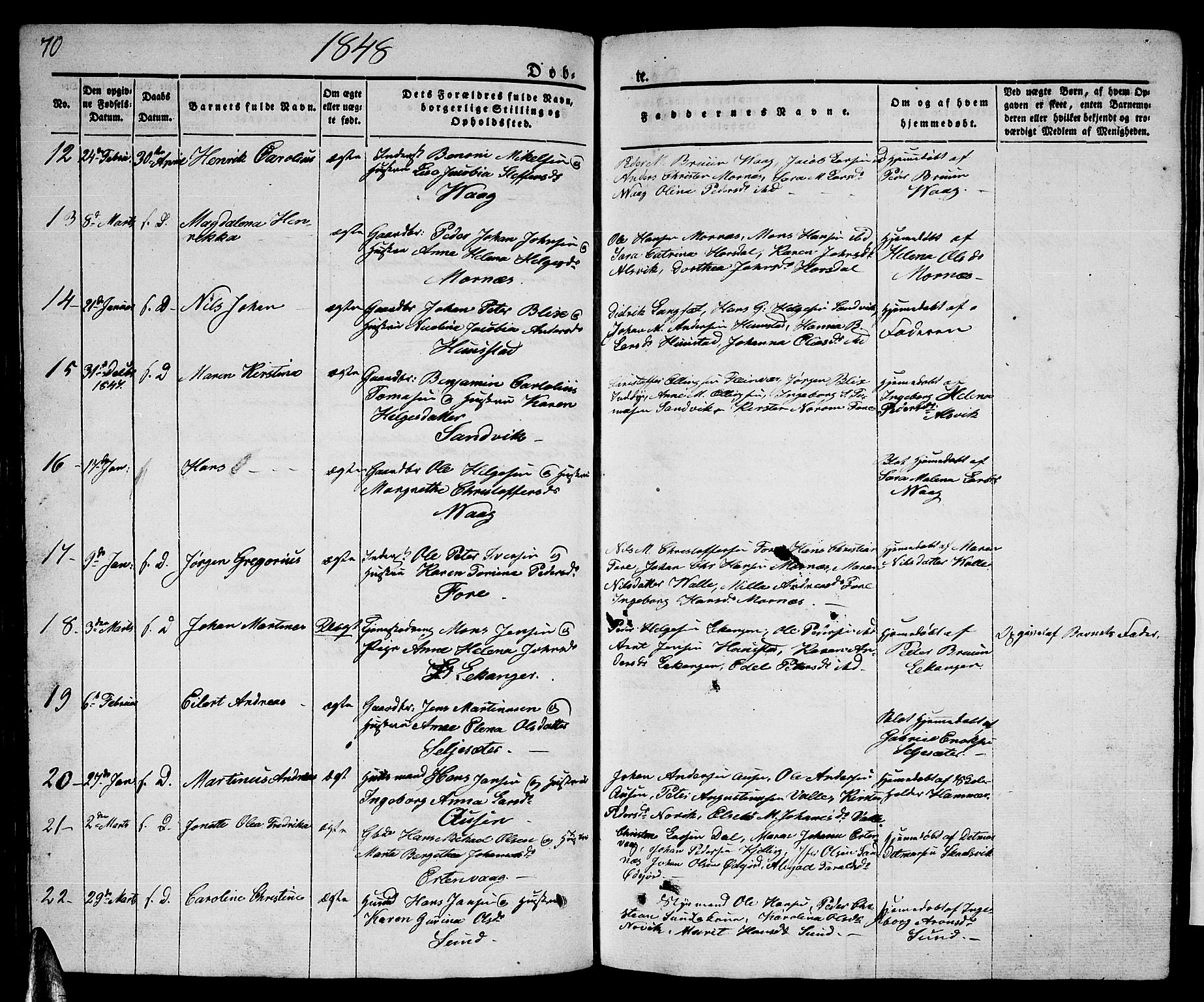 Ministerialprotokoller, klokkerbøker og fødselsregistre - Nordland, AV/SAT-A-1459/805/L0106: Parish register (copy) no. 805C02, 1841-1861, p. 70