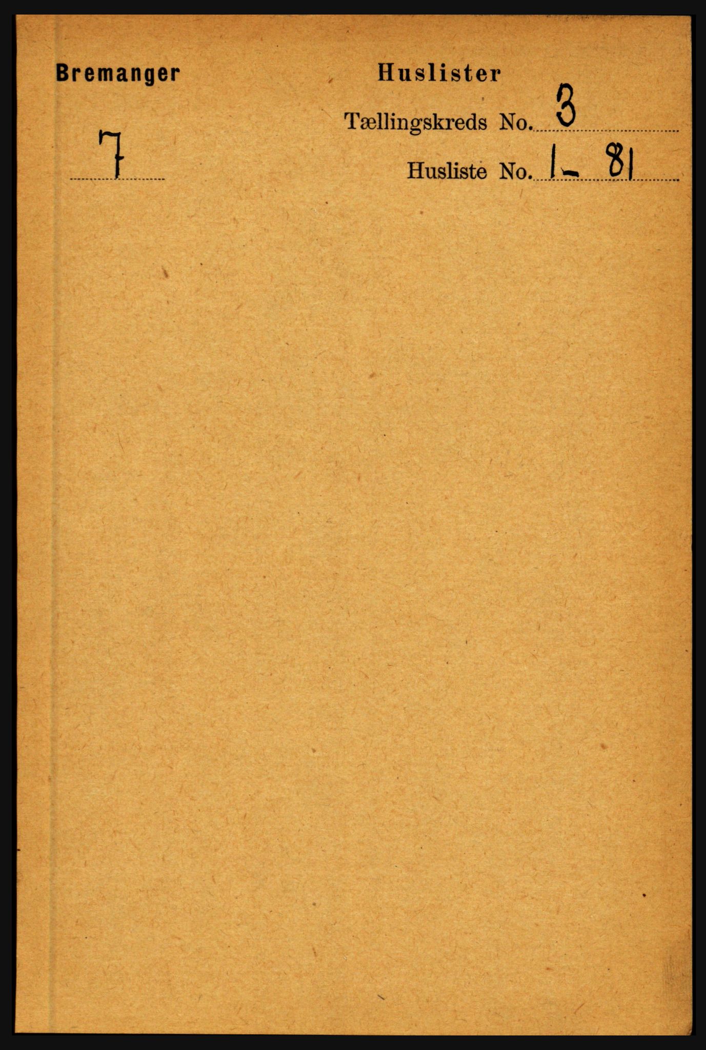 RA, 1891 census for 1438 Bremanger, 1891, p. 886