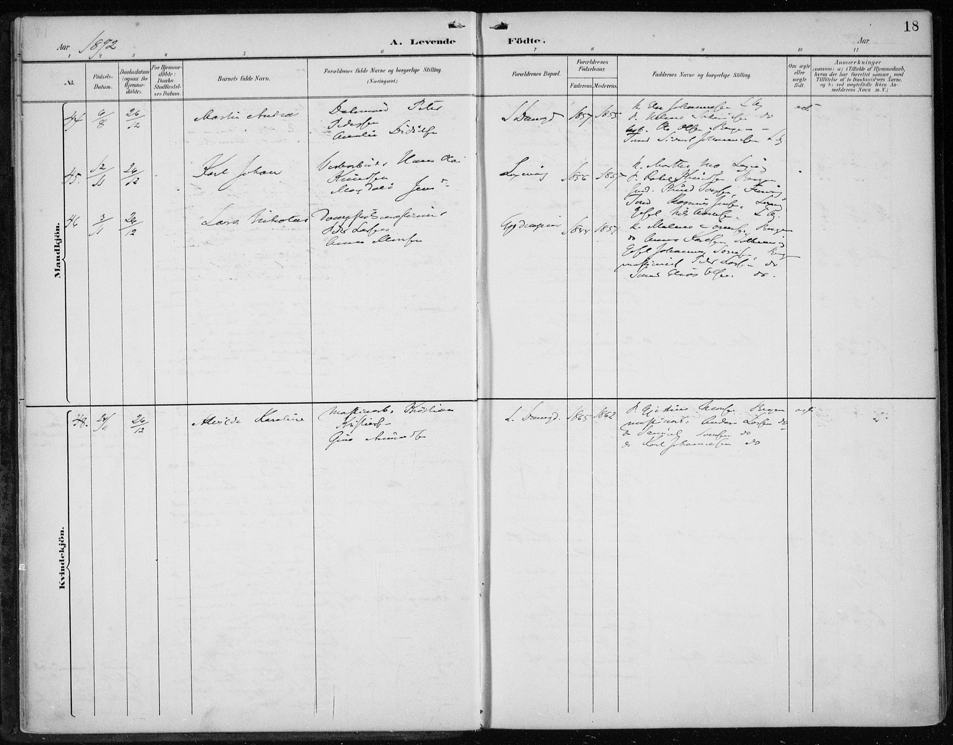 Askøy Sokneprestembete, AV/SAB-A-74101/H/Ha/Haa/Haae/L0003: Parish register (official) no. E 3, 1891-1903, p. 18