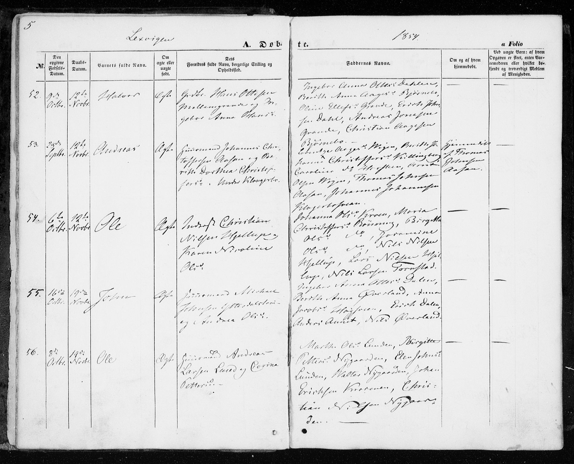 Ministerialprotokoller, klokkerbøker og fødselsregistre - Nord-Trøndelag, SAT/A-1458/701/L0008: Parish register (official) no. 701A08 /1, 1854-1863, p. 5