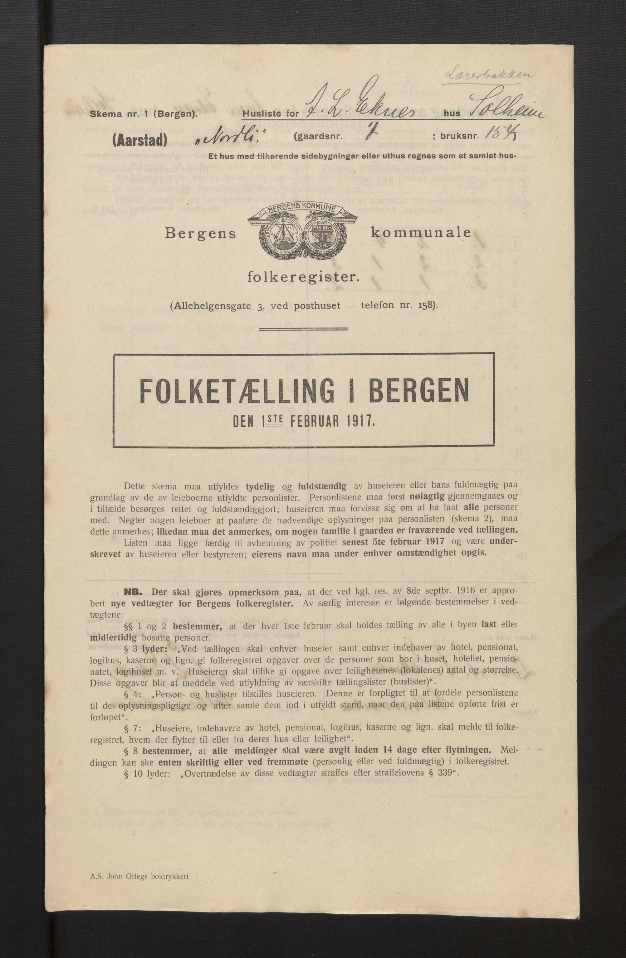 SAB, Municipal Census 1917 for Bergen, 1917, p. 49328