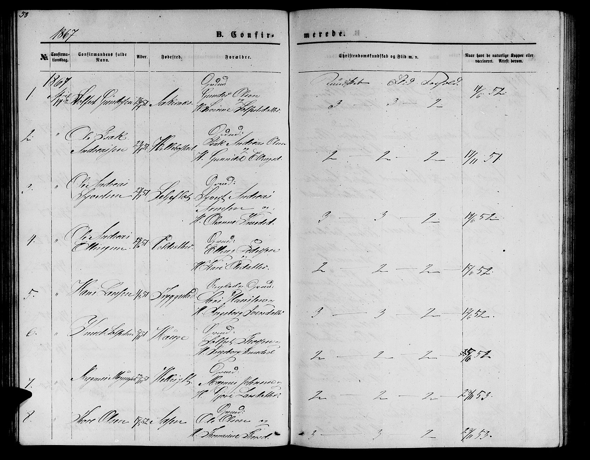 Ministerialprotokoller, klokkerbøker og fødselsregistre - Møre og Romsdal, SAT/A-1454/517/L0229: Parish register (copy) no. 517C02, 1864-1879, p. 58