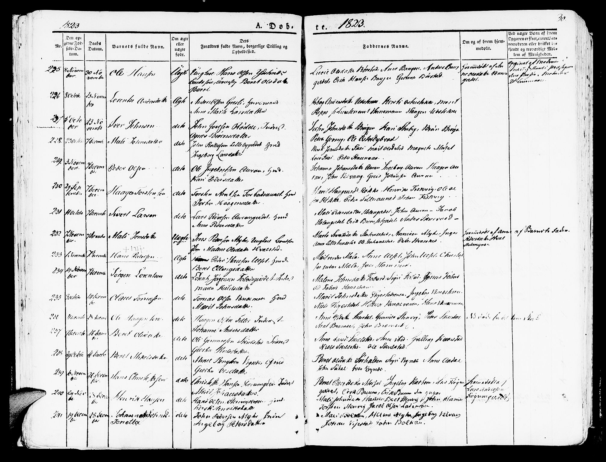 Ministerialprotokoller, klokkerbøker og fødselsregistre - Nord-Trøndelag, SAT/A-1458/709/L0070: Parish register (official) no. 709A10, 1820-1832, p. 30