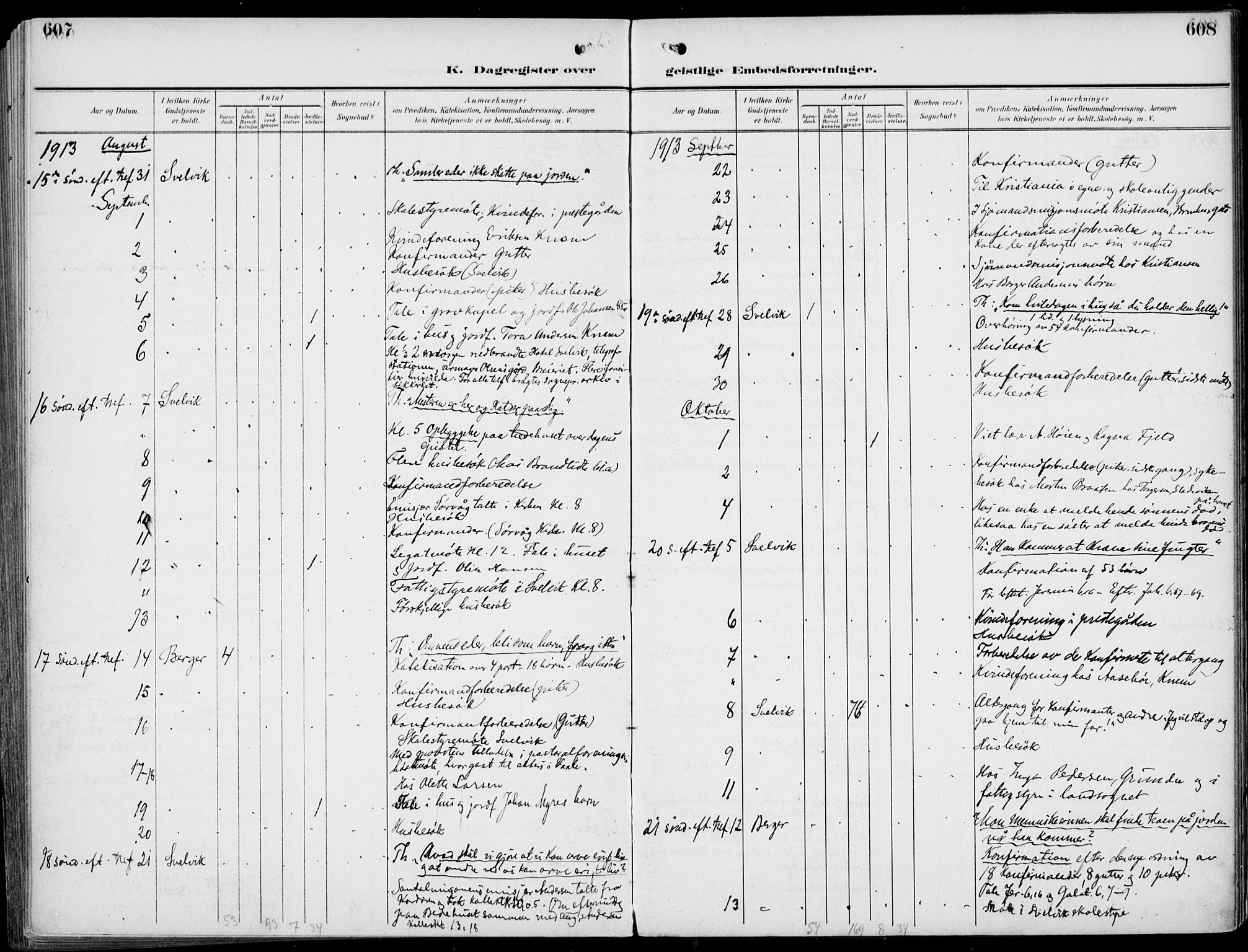 Strømm kirkebøker, AV/SAKO-A-322/F/Fb/L0002: Parish register (official) no. II 2, 1900-1919, p. 607-608