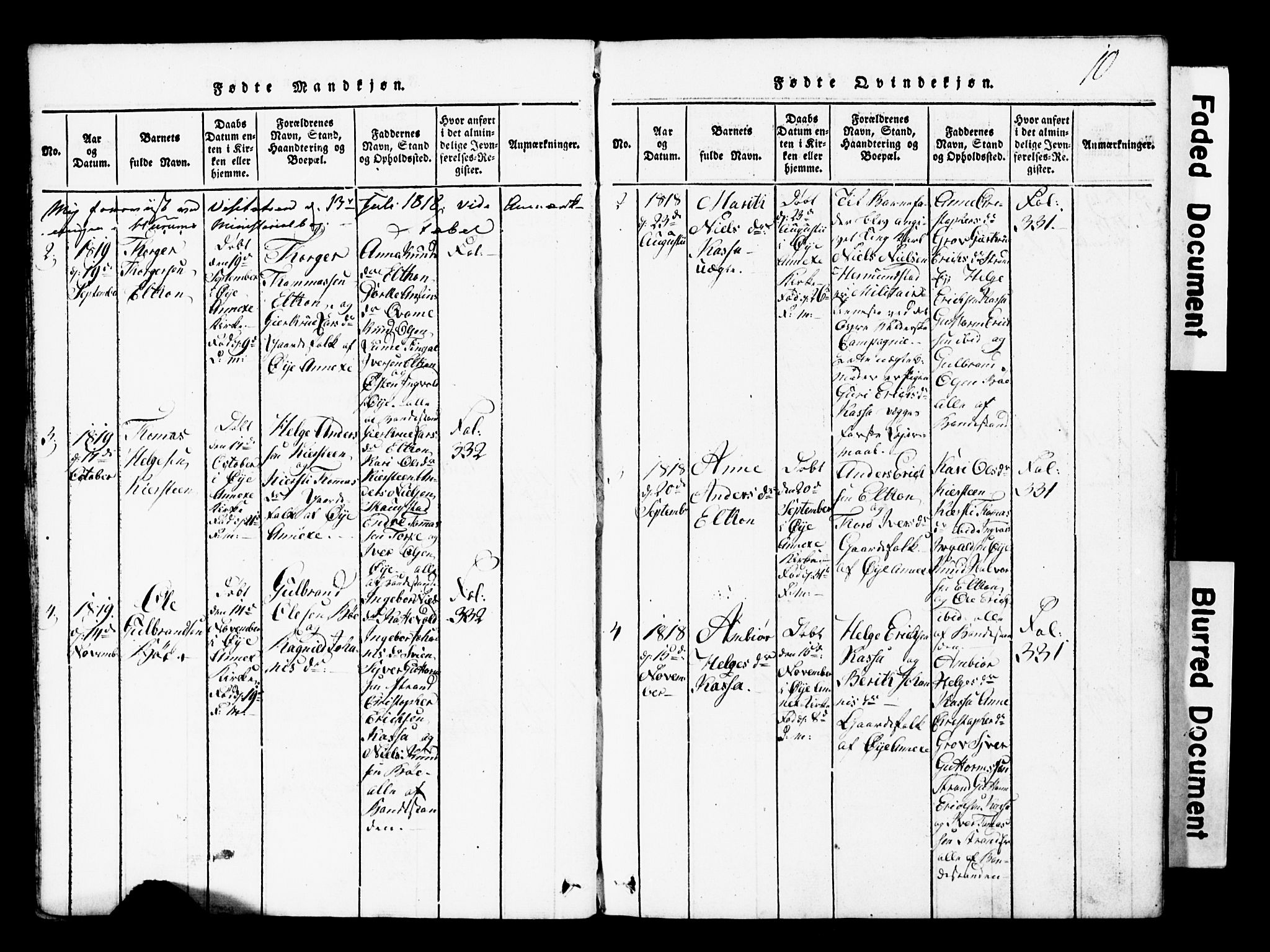 Vang prestekontor, Valdres, SAH/PREST-140/H/Hb/L0001: Parish register (copy) no. 1, 1814-1820, p. 10