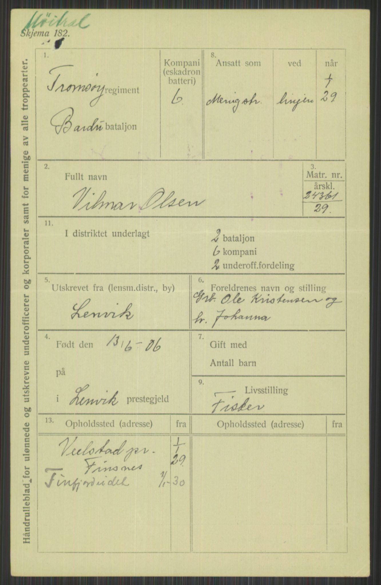 Forsvaret, Troms infanteriregiment nr. 16, AV/RA-RAFA-3146/P/Pa/L0013/0004: Rulleblad / Rulleblad for regimentets menige mannskaper, årsklasse 1929, 1929, p. 1003