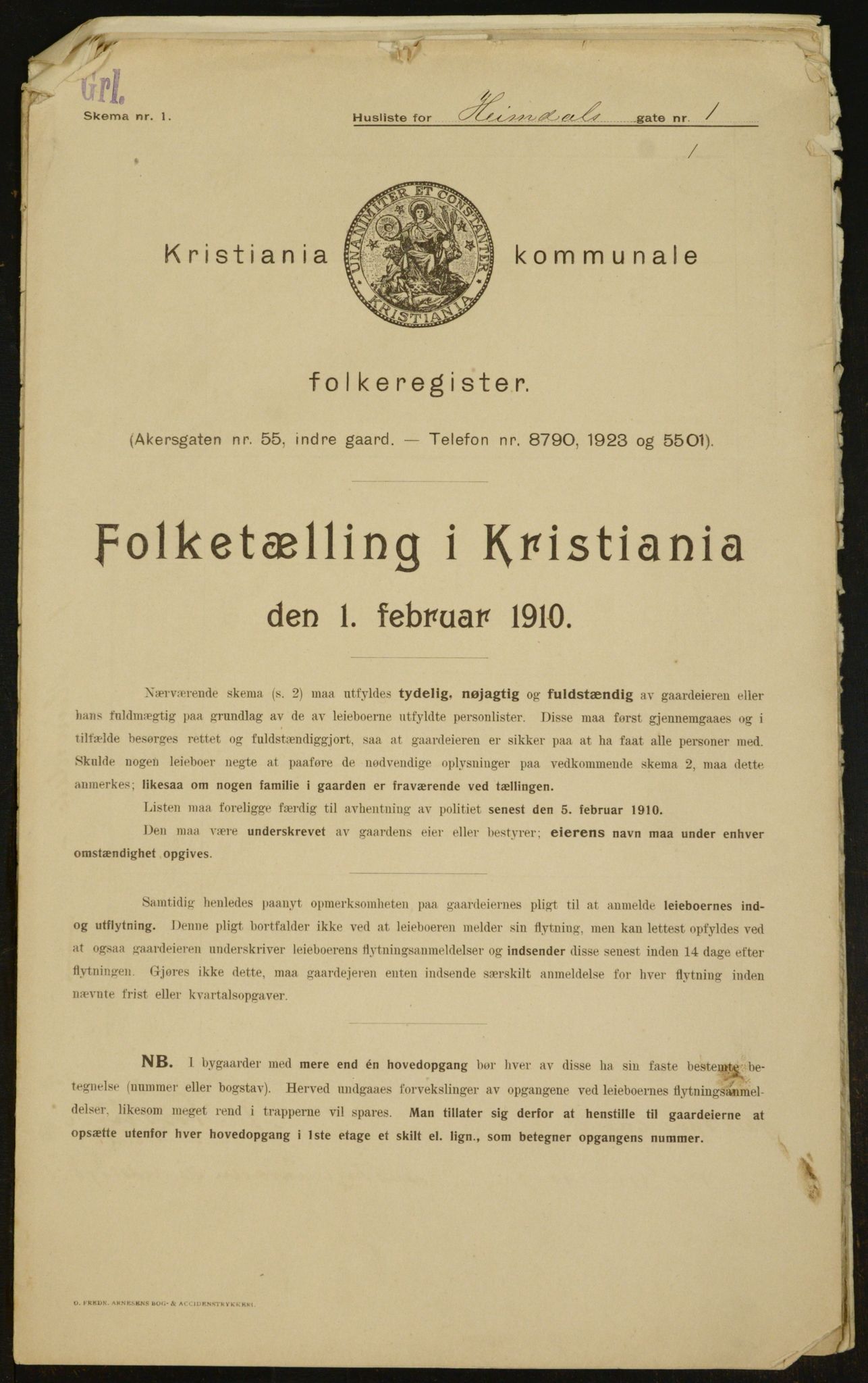 OBA, Municipal Census 1910 for Kristiania, 1910, p. 35437