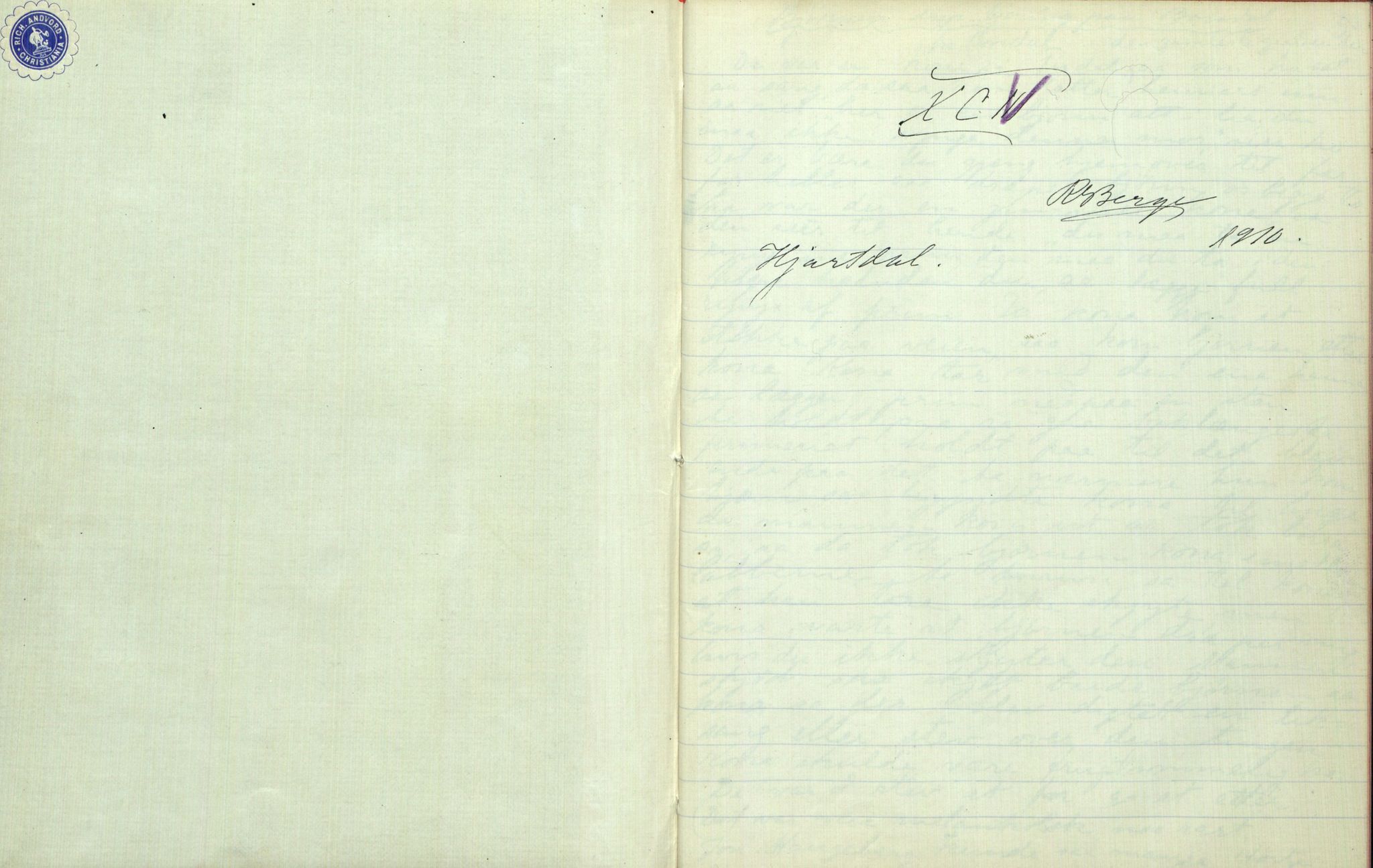 Rikard Berge, TEMU/TGM-A-1003/F/L0003/0037: 061-100 Innholdslister / 95 Hjartdal, 1910, p. 1