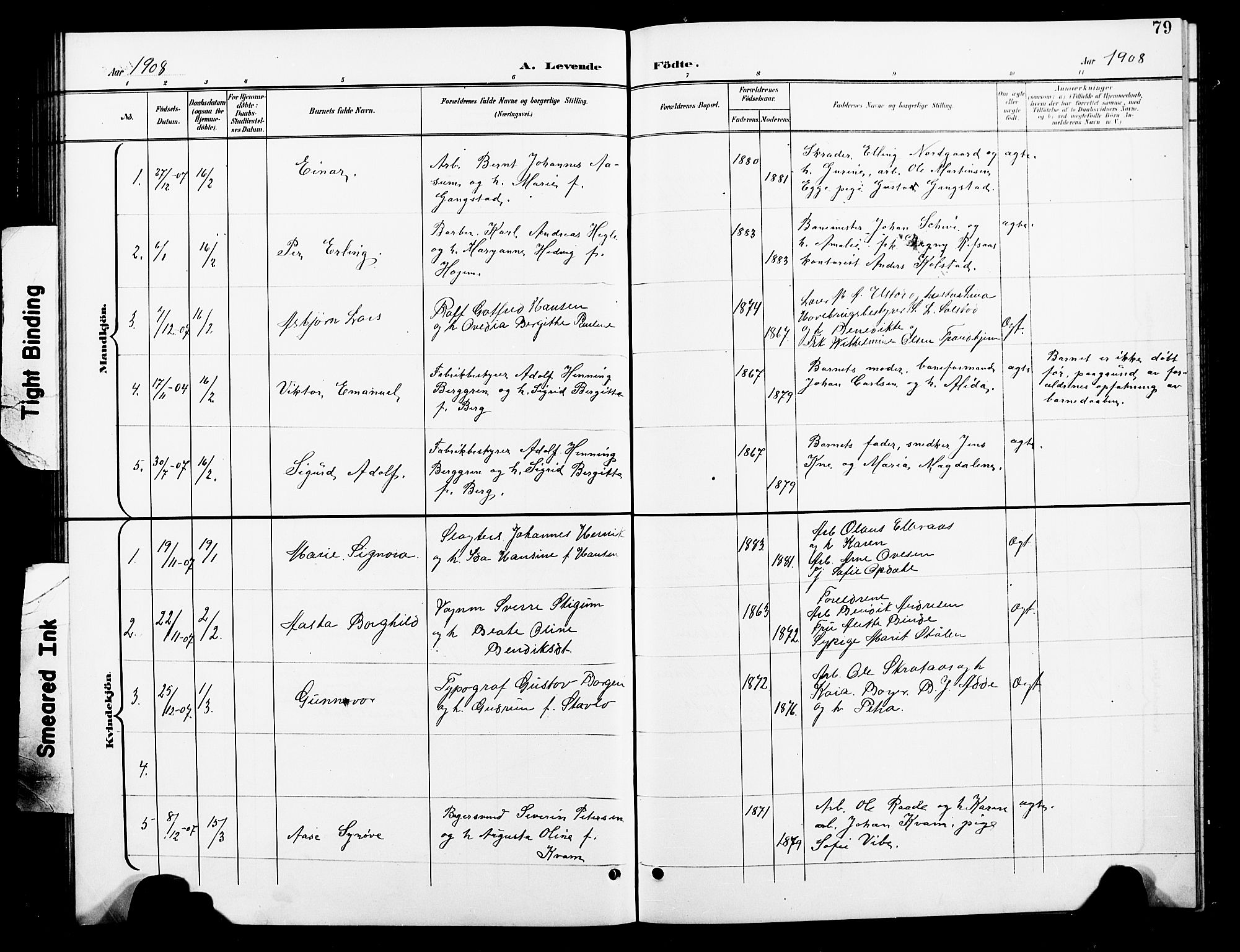 Ministerialprotokoller, klokkerbøker og fødselsregistre - Nord-Trøndelag, SAT/A-1458/739/L0375: Parish register (copy) no. 739C03, 1898-1908, p. 79