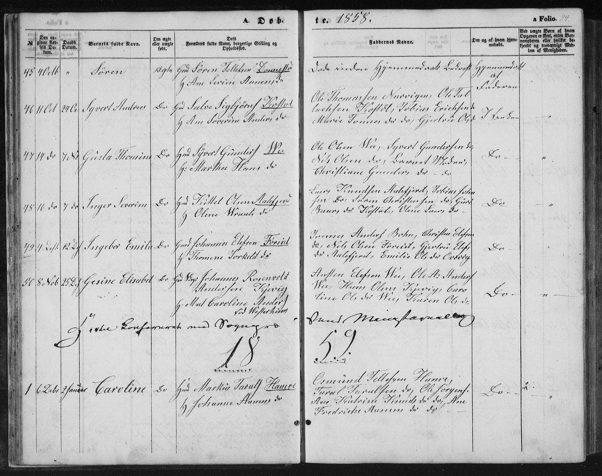 Tveit sokneprestkontor, AV/SAK-1111-0043/F/Fb/L0003: Parish register (copy) no. B 3, 1854-1886, p. 24