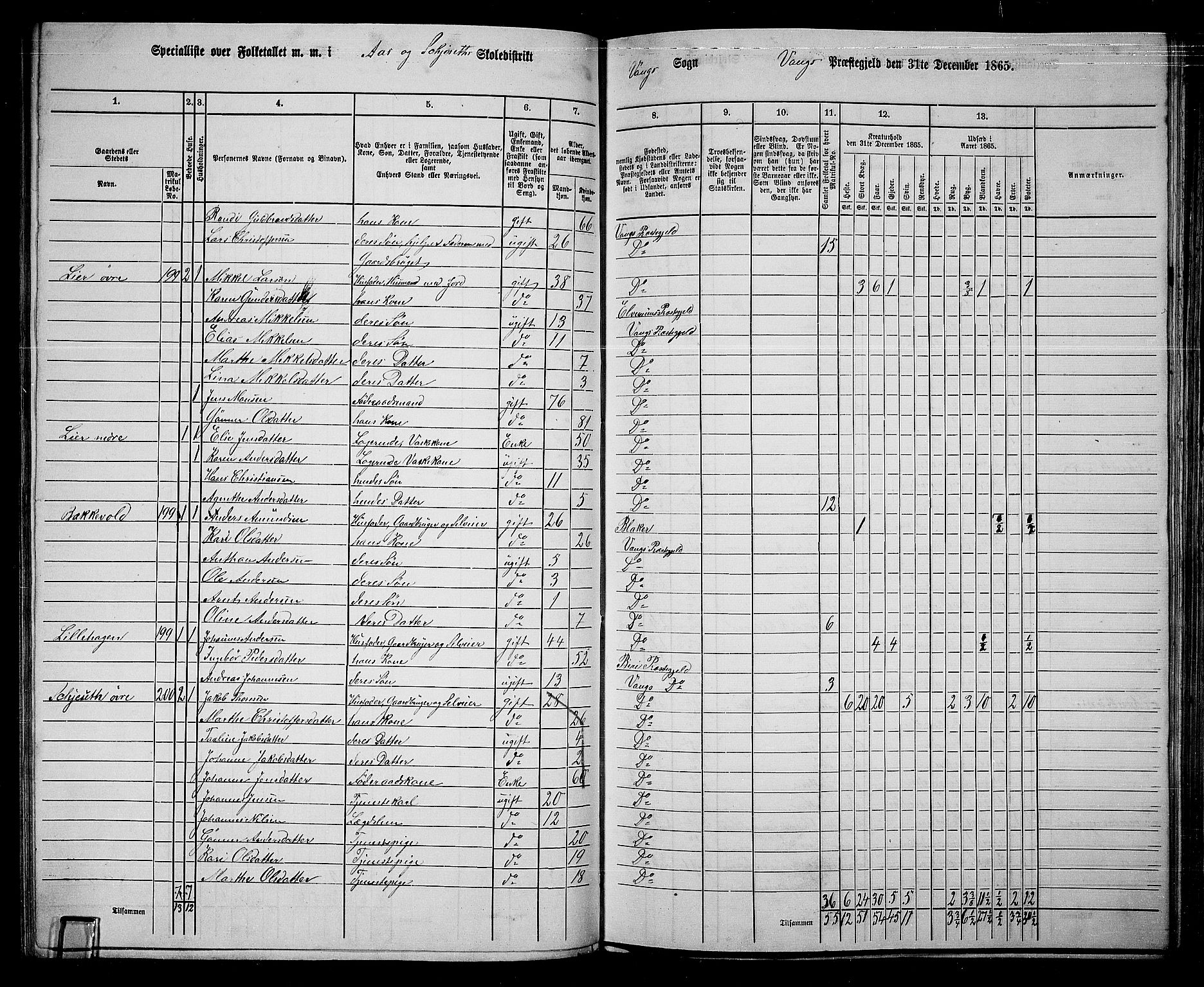 RA, 1865 census for Vang/Vang og Furnes, 1865, p. 241