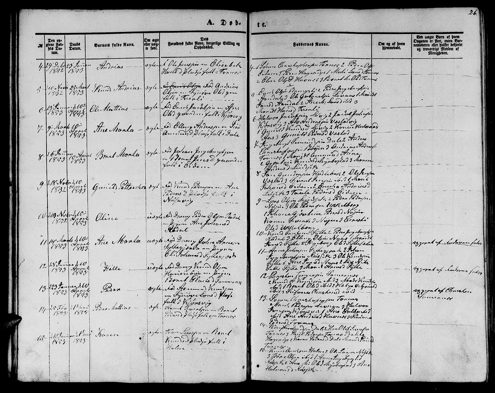 Ministerialprotokoller, klokkerbøker og fødselsregistre - Møre og Romsdal, AV/SAT-A-1454/565/L0753: Parish register (copy) no. 565C02, 1845-1870, p. 26