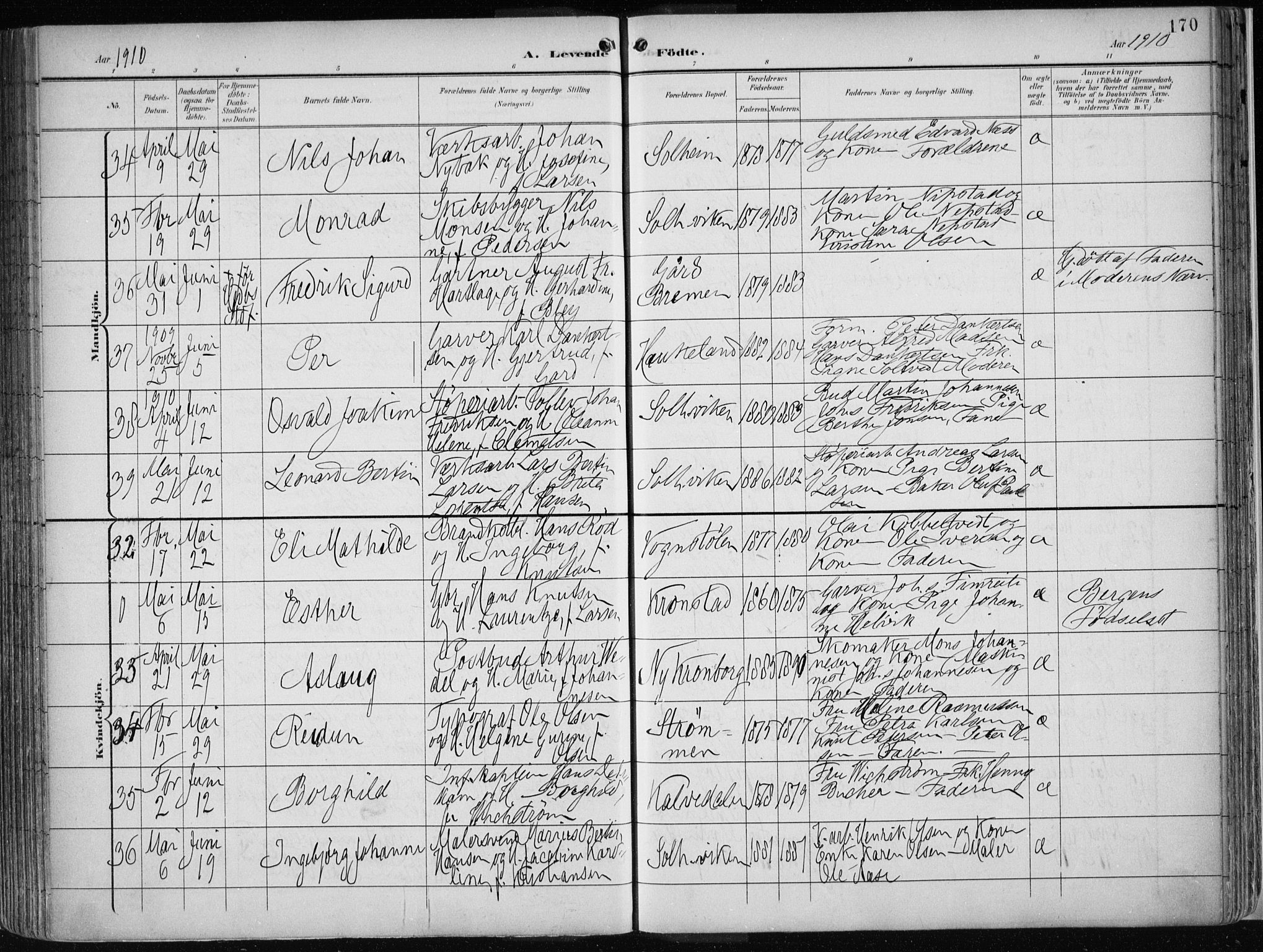 Årstad Sokneprestembete, AV/SAB-A-79301/H/Haa/L0002: Parish register (official) no. A 2, 1899-1914, p. 170
