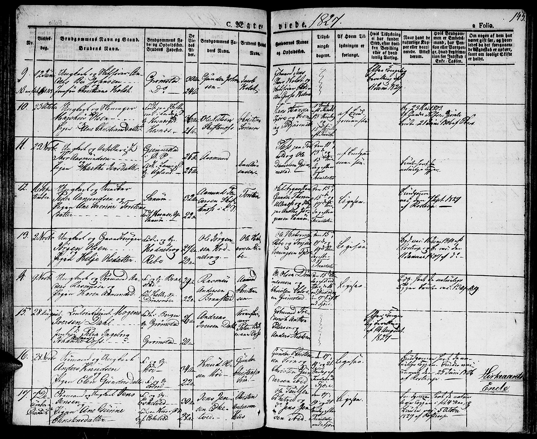 Fjære sokneprestkontor, AV/SAK-1111-0011/F/Fa/L0002: Parish register (official) no. A 2, 1827-1839, p. 145