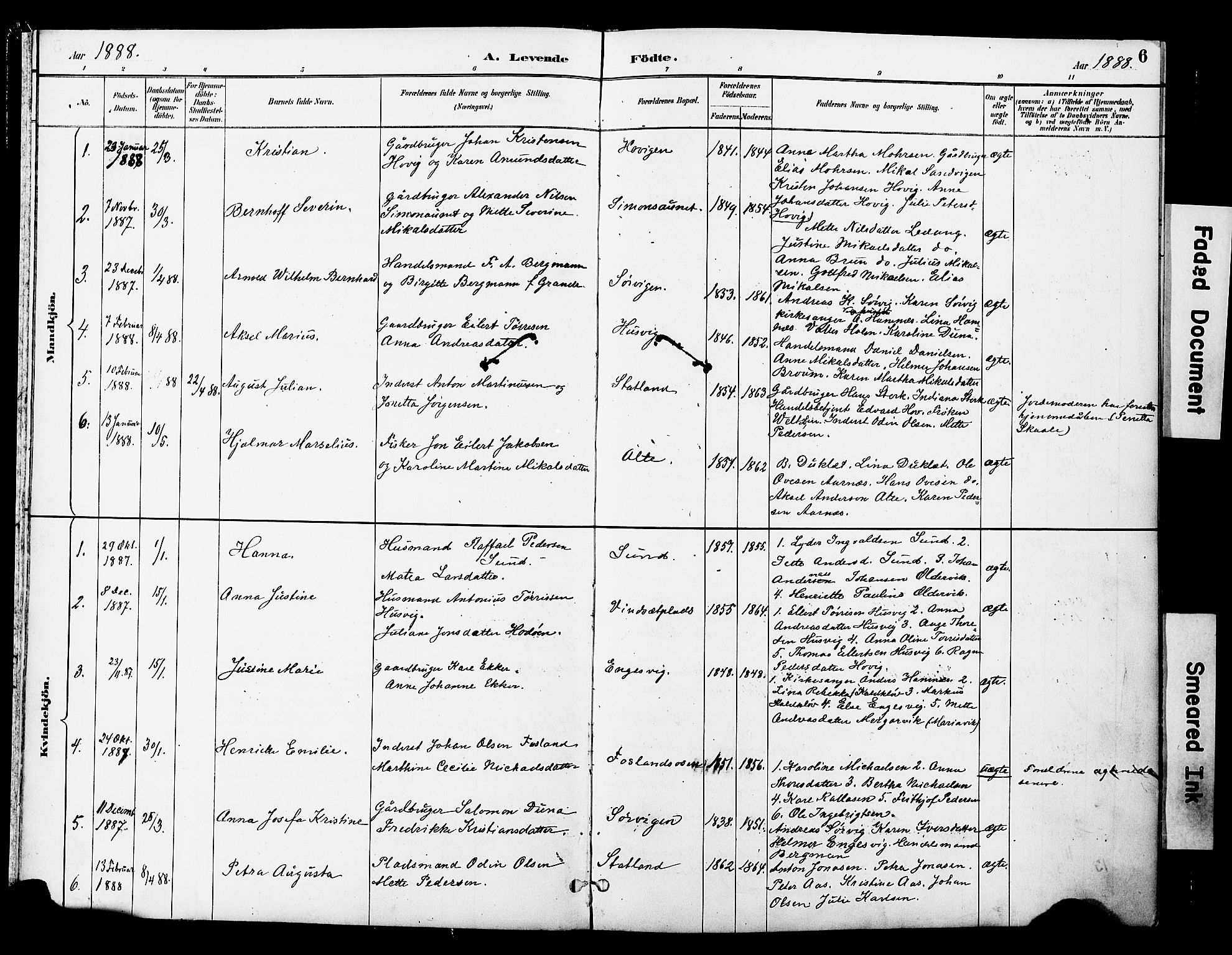 Ministerialprotokoller, klokkerbøker og fødselsregistre - Nord-Trøndelag, AV/SAT-A-1458/774/L0628: Parish register (official) no. 774A02, 1887-1903, p. 6