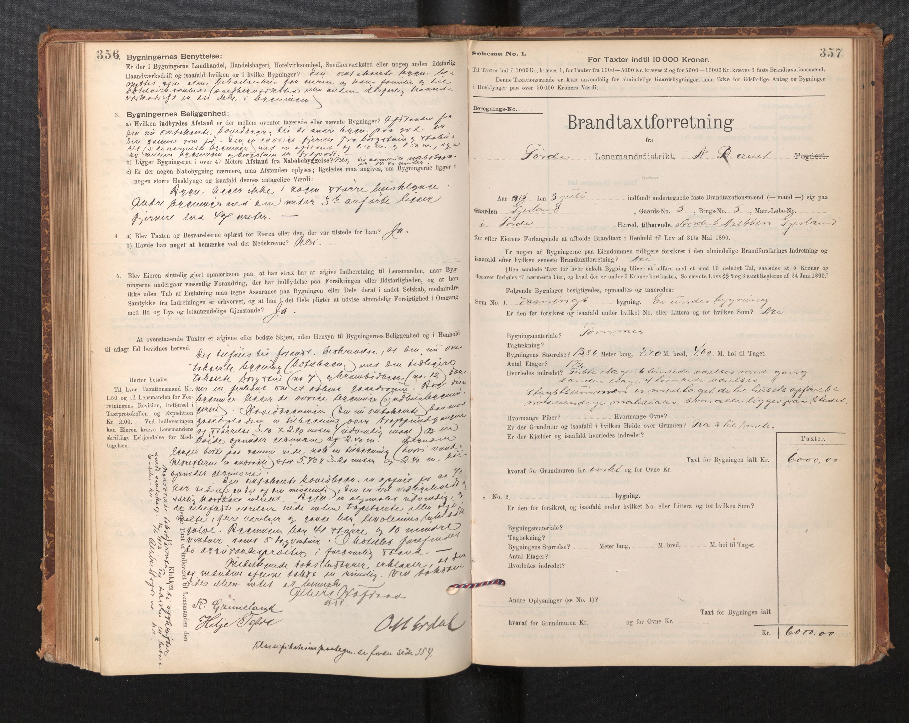 Lensmannen i Førde, SAB/A-27401/0012/L0008: Branntakstprotokoll, skjematakst, 1895-1922, p. 356-357