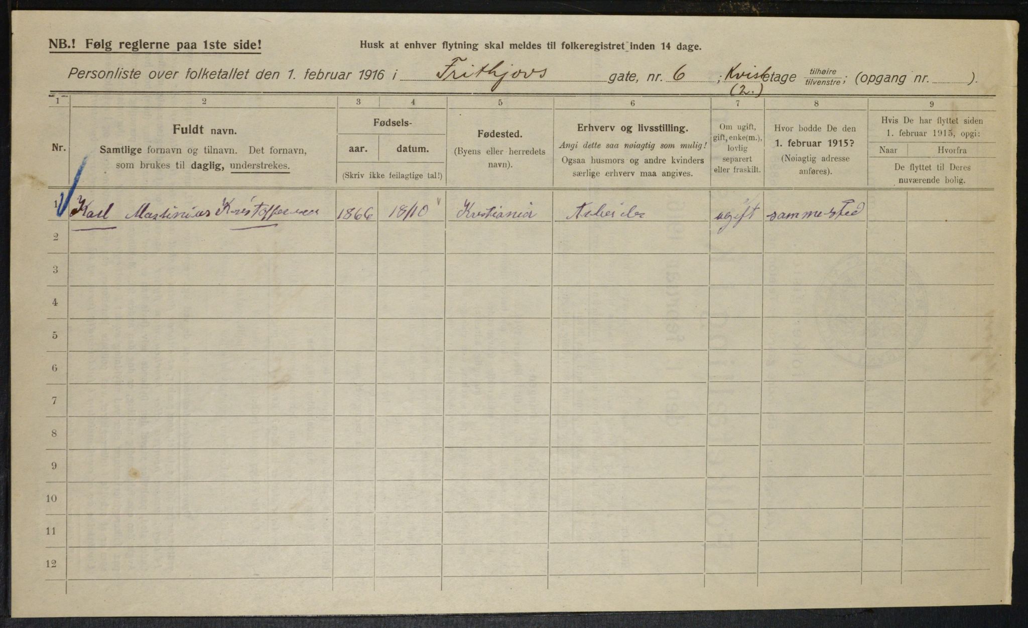 OBA, Municipal Census 1916 for Kristiania, 1916, p. 27320