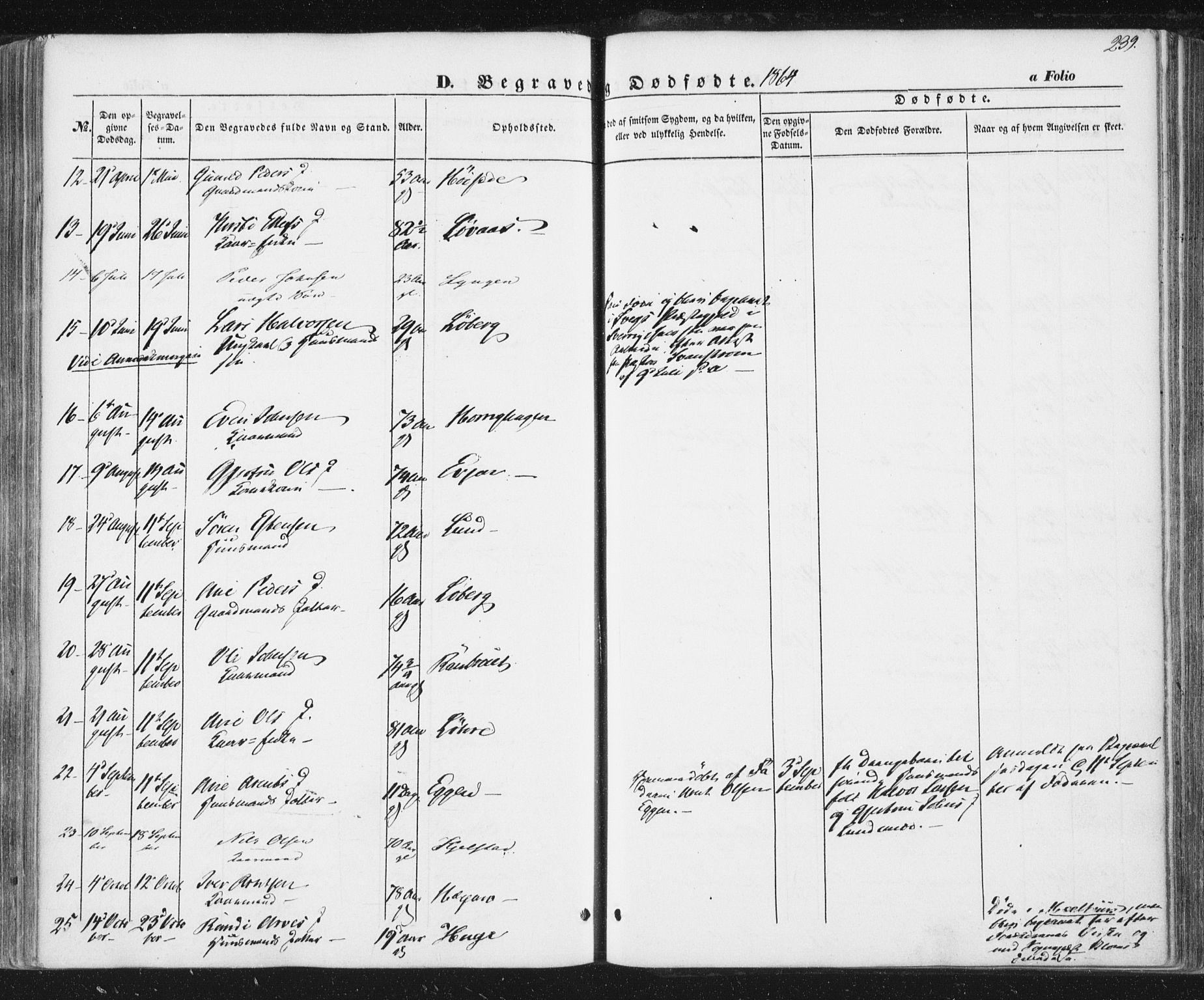 Ministerialprotokoller, klokkerbøker og fødselsregistre - Sør-Trøndelag, SAT/A-1456/692/L1103: Parish register (official) no. 692A03, 1849-1870, p. 239