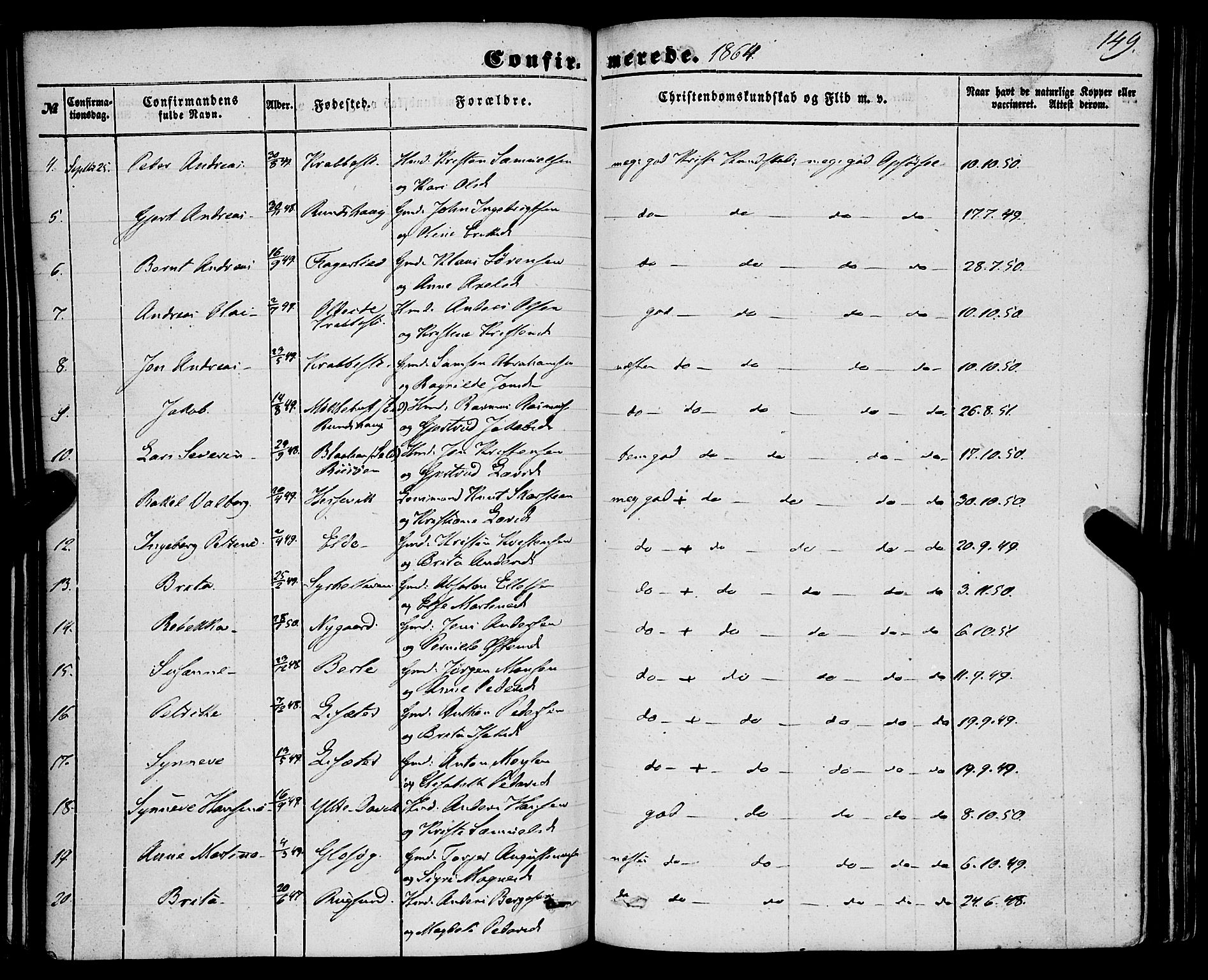 Davik sokneprestembete, AV/SAB-A-79701/H/Haa/Haaa/L0005: Parish register (official) no. A 5, 1850-1866, p. 149