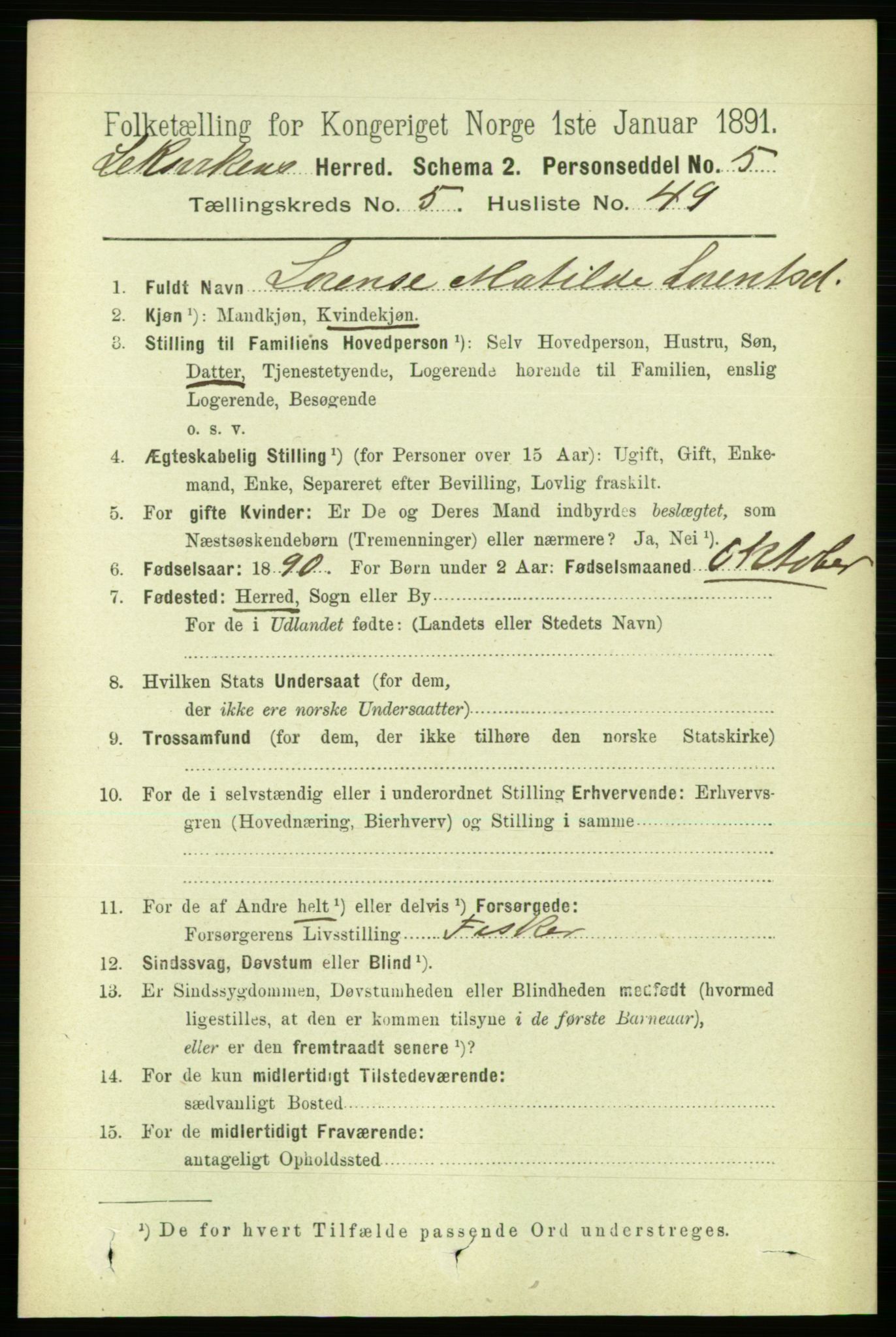 RA, 1891 census for 1718 Leksvik, 1891, p. 2894