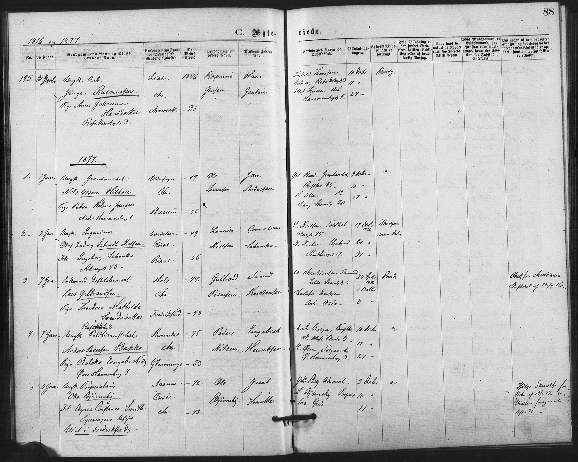 Trefoldighet prestekontor Kirkebøker, SAO/A-10882/F/Fc/L0002: Parish register (official) no. III 2, 1874-1881, p. 88