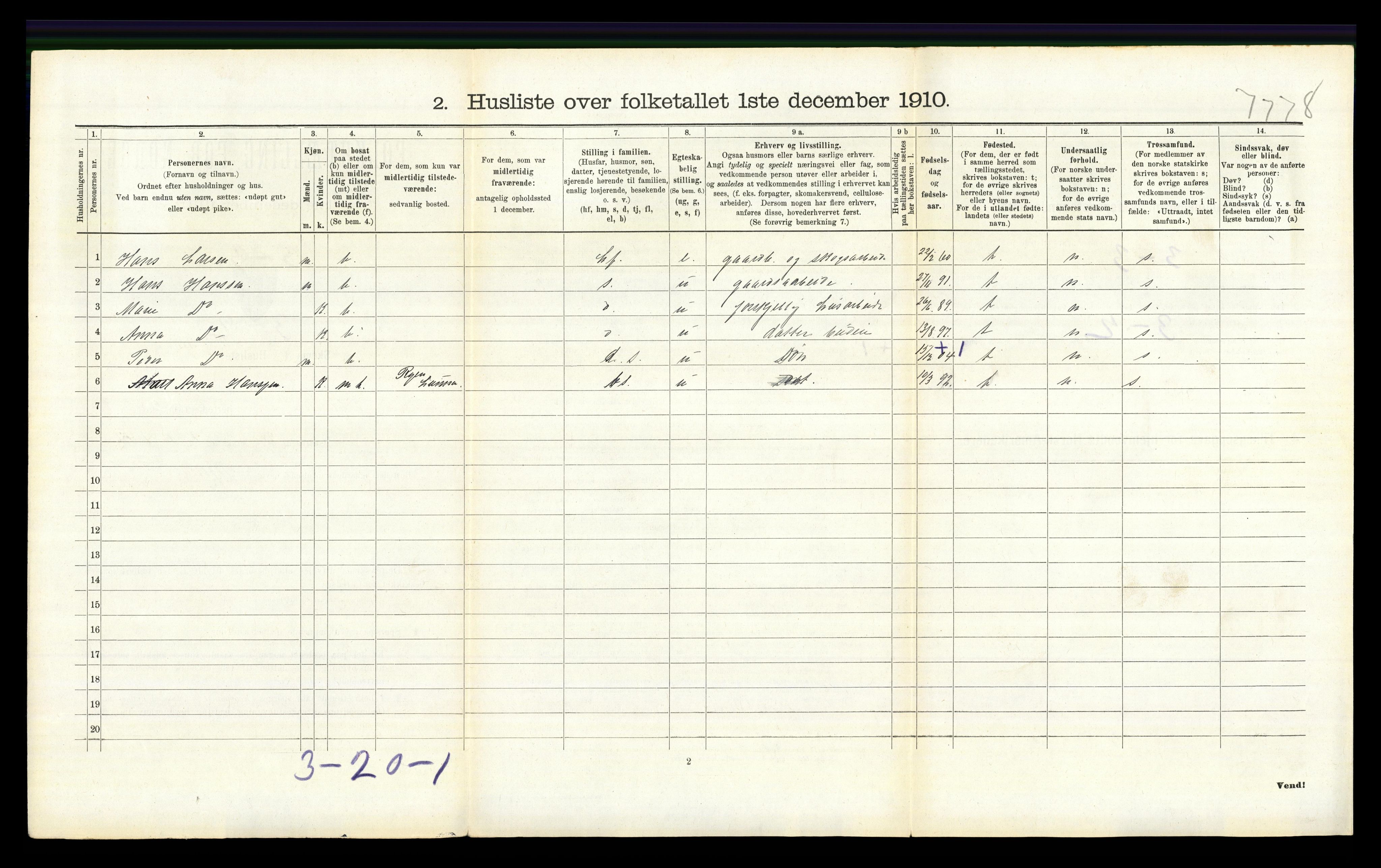 RA, 1910 census for Lunner, 1910, p. 491