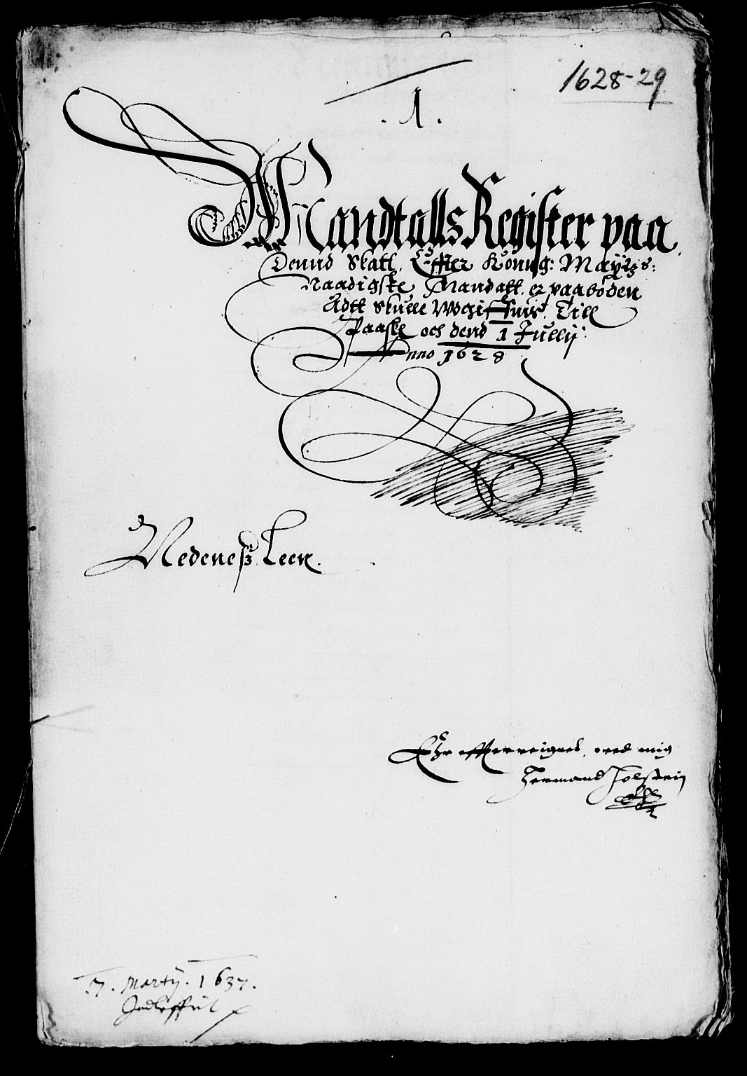 Rentekammeret inntil 1814, Reviderte regnskaper, Lensregnskaper, RA/EA-5023/R/Rb/Rbq/L0018: Nedenes len. Mandals len. Råbyggelag., 1628-1630