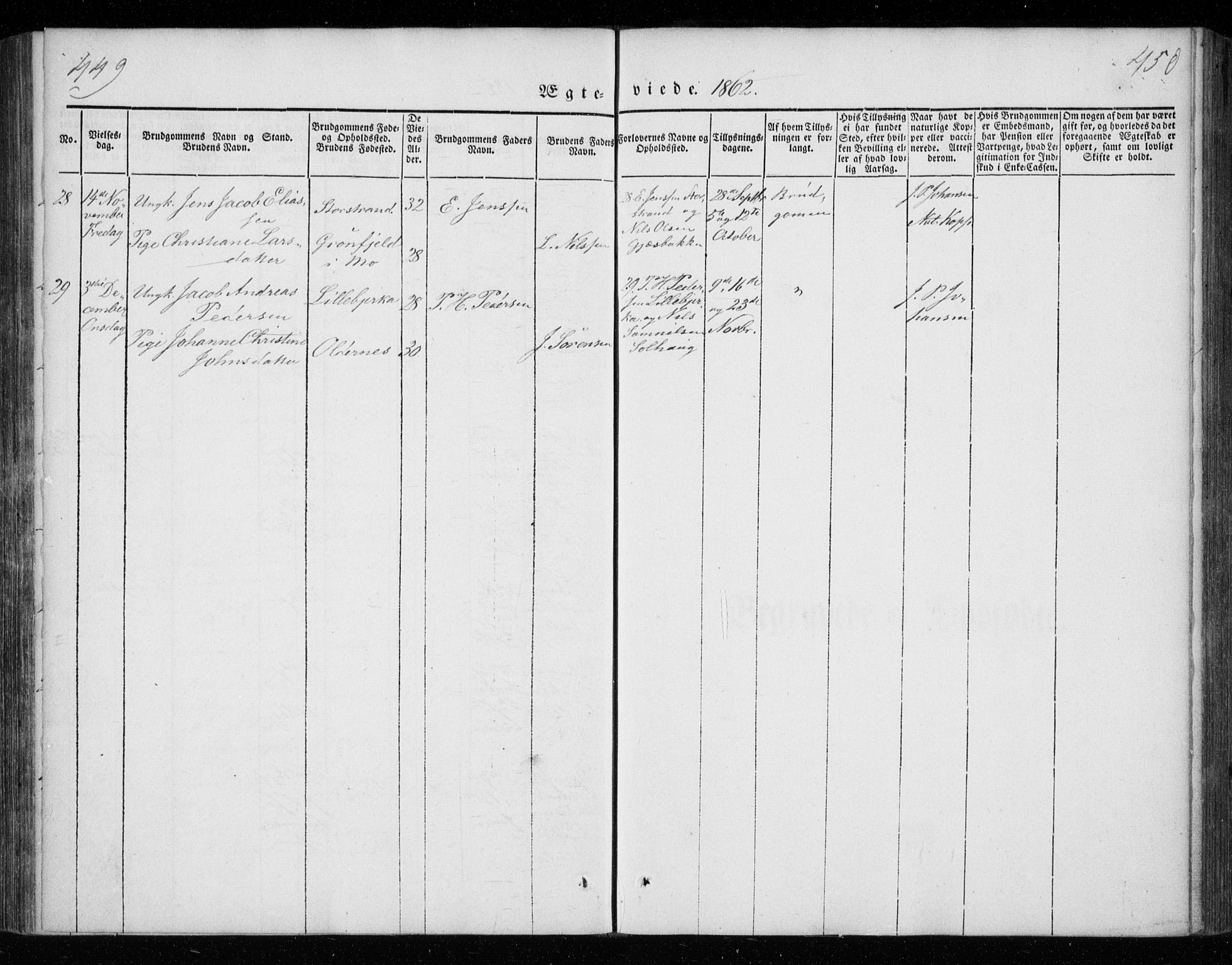 Ministerialprotokoller, klokkerbøker og fødselsregistre - Nordland, AV/SAT-A-1459/825/L0355: Parish register (official) no. 825A09, 1842-1863, p. 449-450