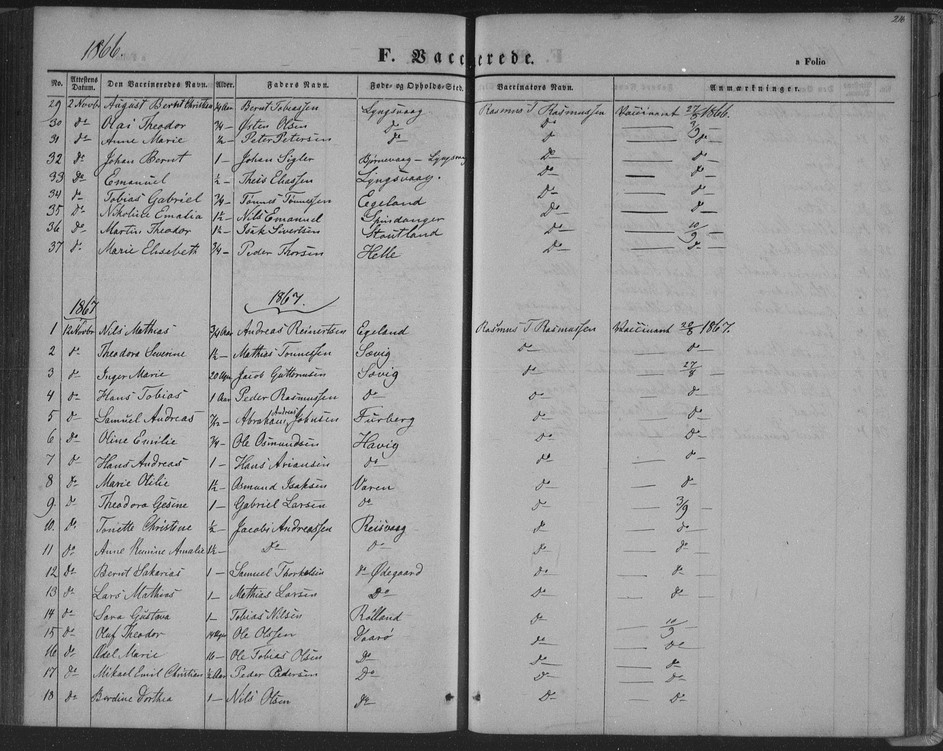 Herad sokneprestkontor, AV/SAK-1111-0018/F/Fa/Fab/L0003: Parish register (official) no. A 3, 1844-1853, p. 216