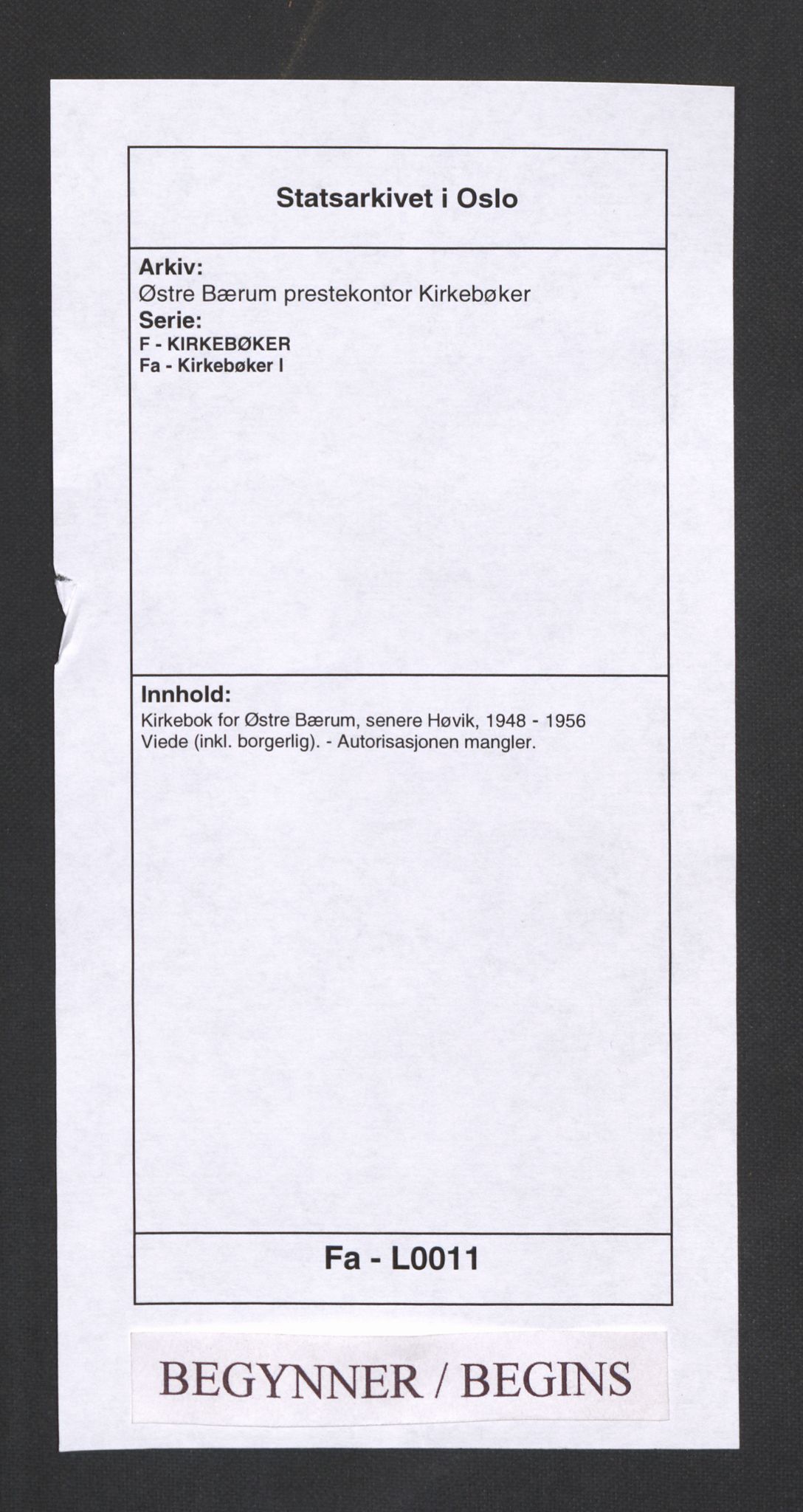 Østre Bærum prestekontor Kirkebøker, SAO/A-10887/F/Fa/L0011: Parish register (official) no. 11, 1948-1956
