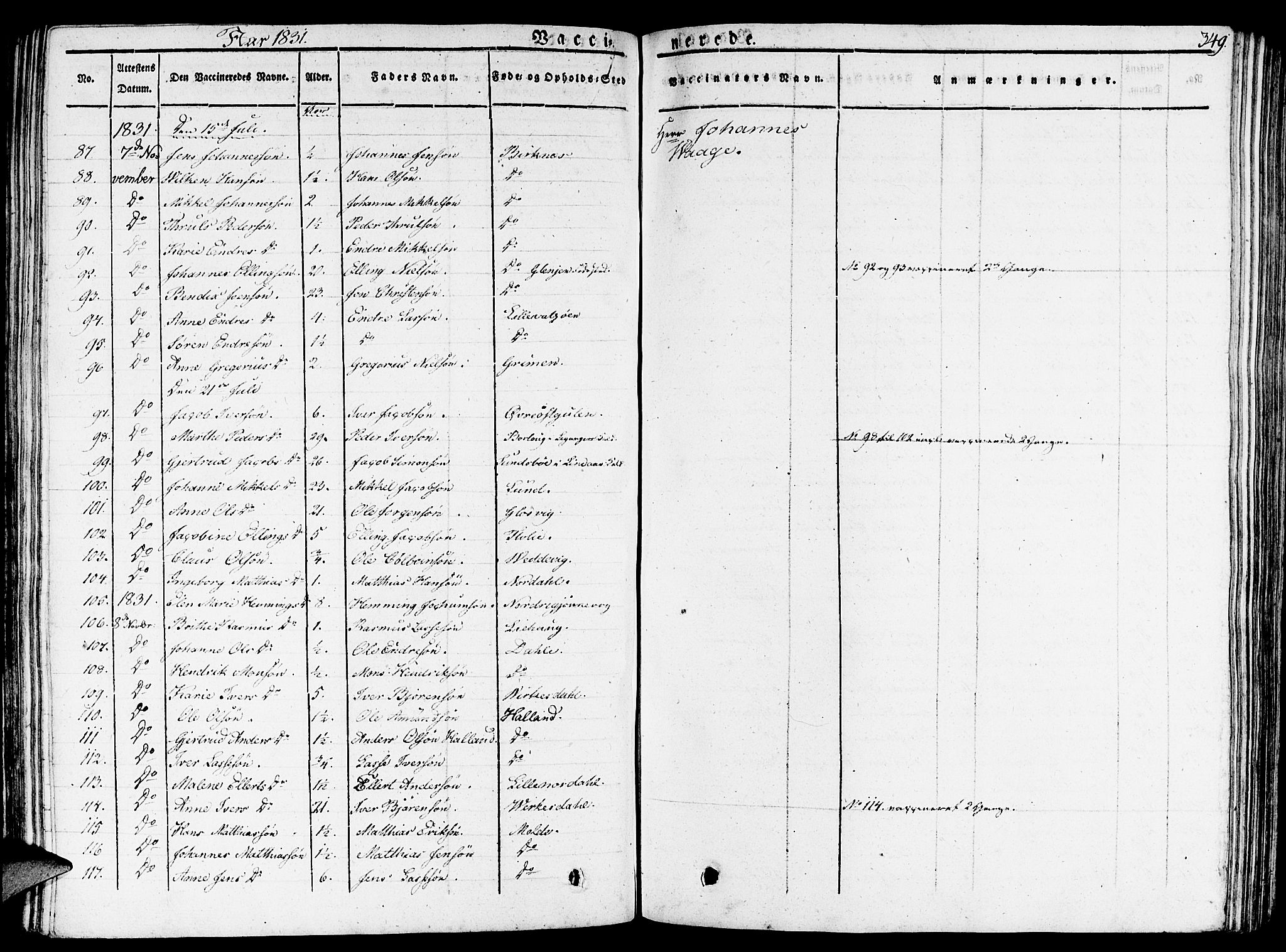 Gulen sokneprestembete, AV/SAB-A-80201/H/Haa/Haaa/L0019: Parish register (official) no. A 19, 1826-1836, p. 349