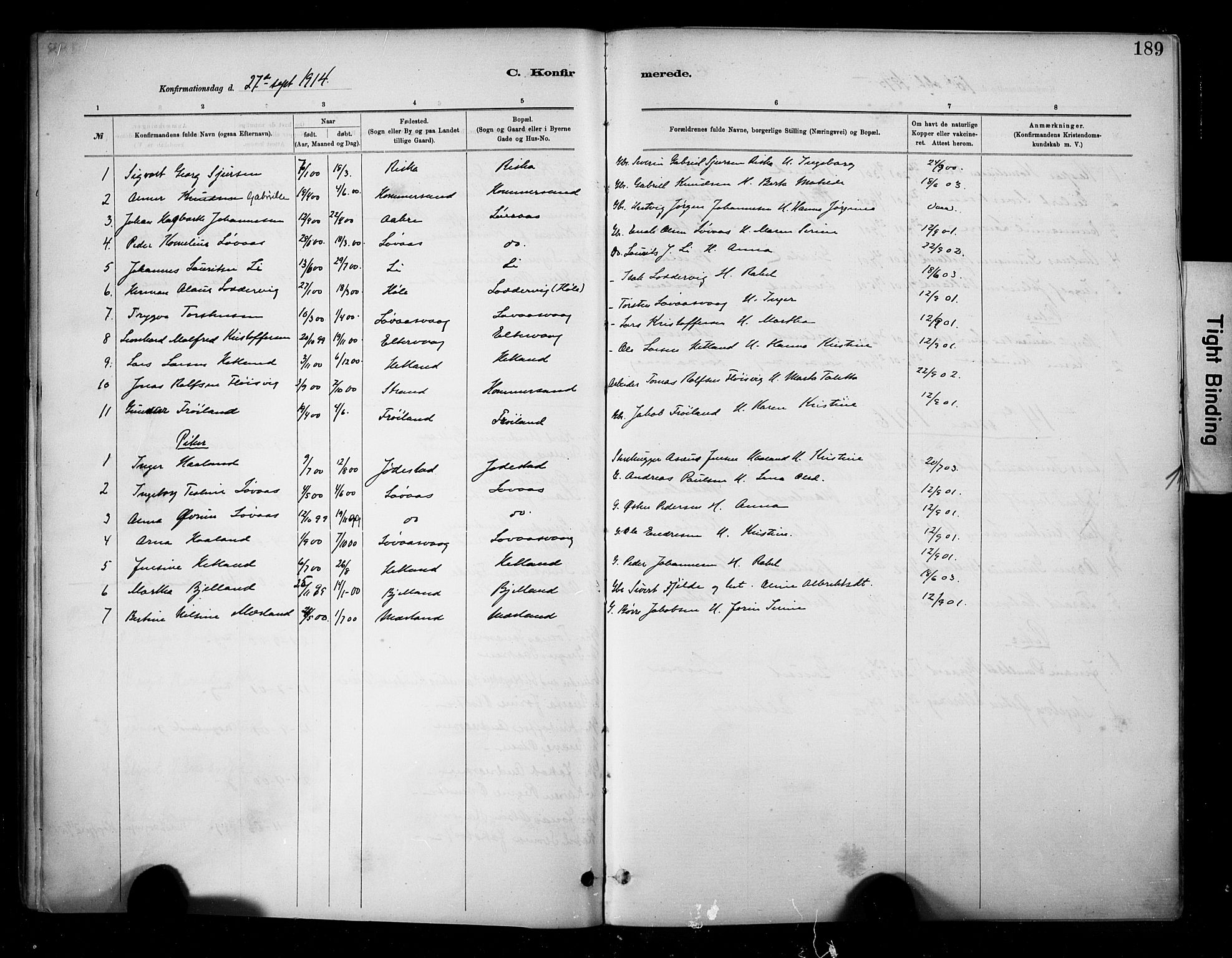 Hetland sokneprestkontor, SAST/A-101826/30/30BA/L0010: Parish register (official) no. A 10, 1882-1925, p. 189