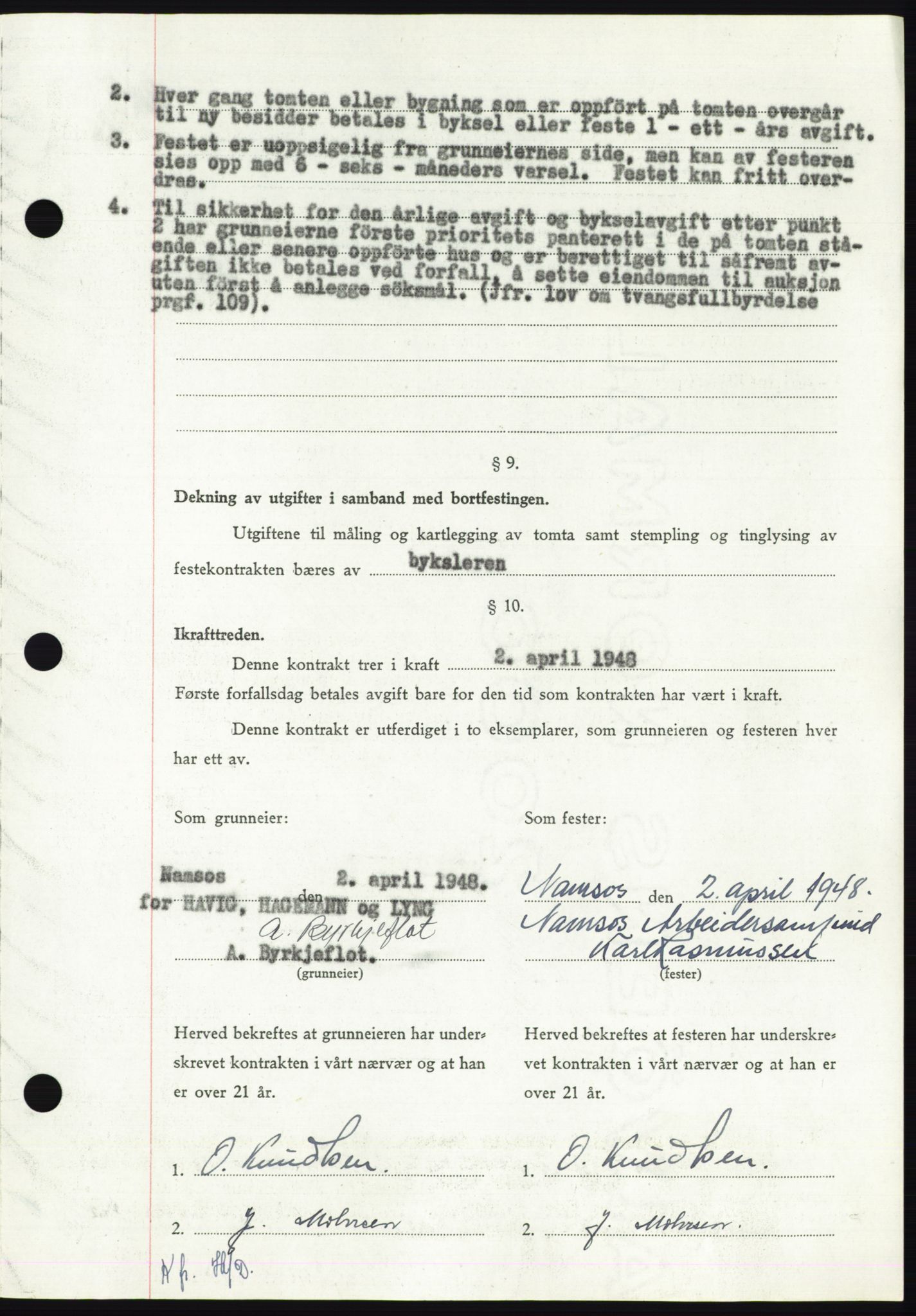 Namdal sorenskriveri, SAT/A-4133/1/2/2C: Mortgage book no. -, 1947-1948, Diary no: : 662/1948