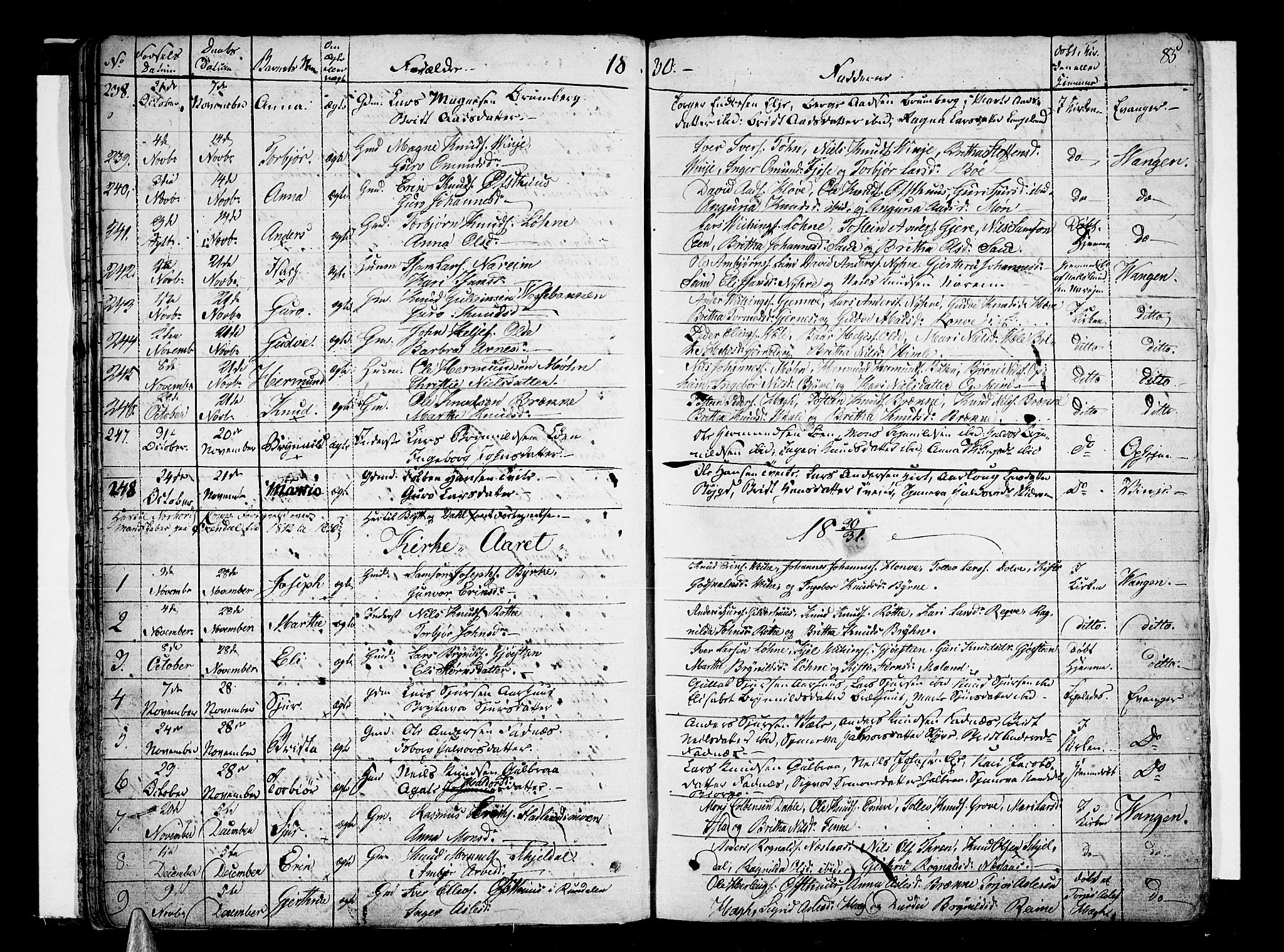 Voss sokneprestembete, AV/SAB-A-79001/H/Haa: Parish register (official) no. A 12, 1823-1837, p. 85