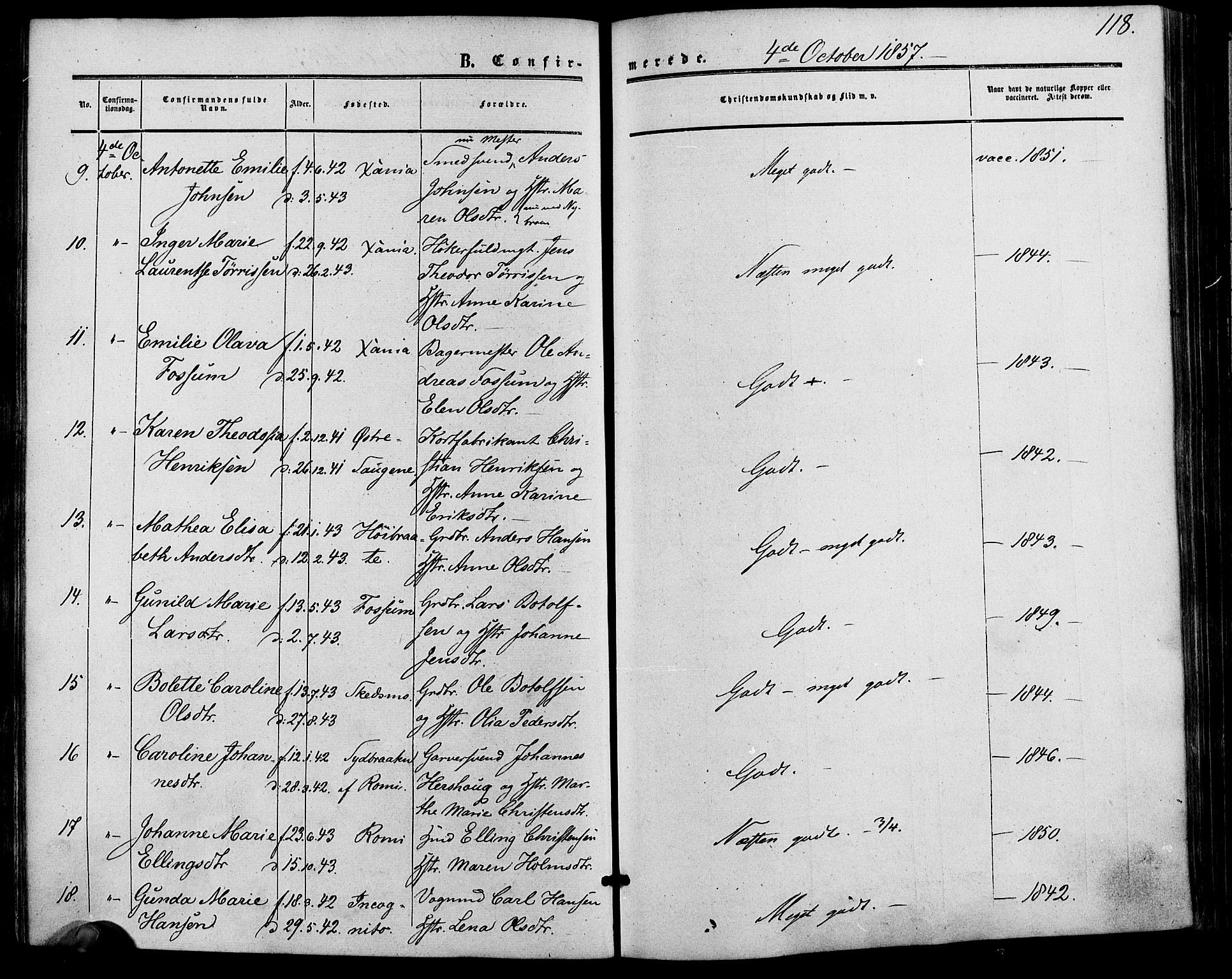 Vestre Aker prestekontor Kirkebøker, AV/SAO-A-10025/F/Fa/L0001: Parish register (official) no. 1, 1853-1858, p. 118