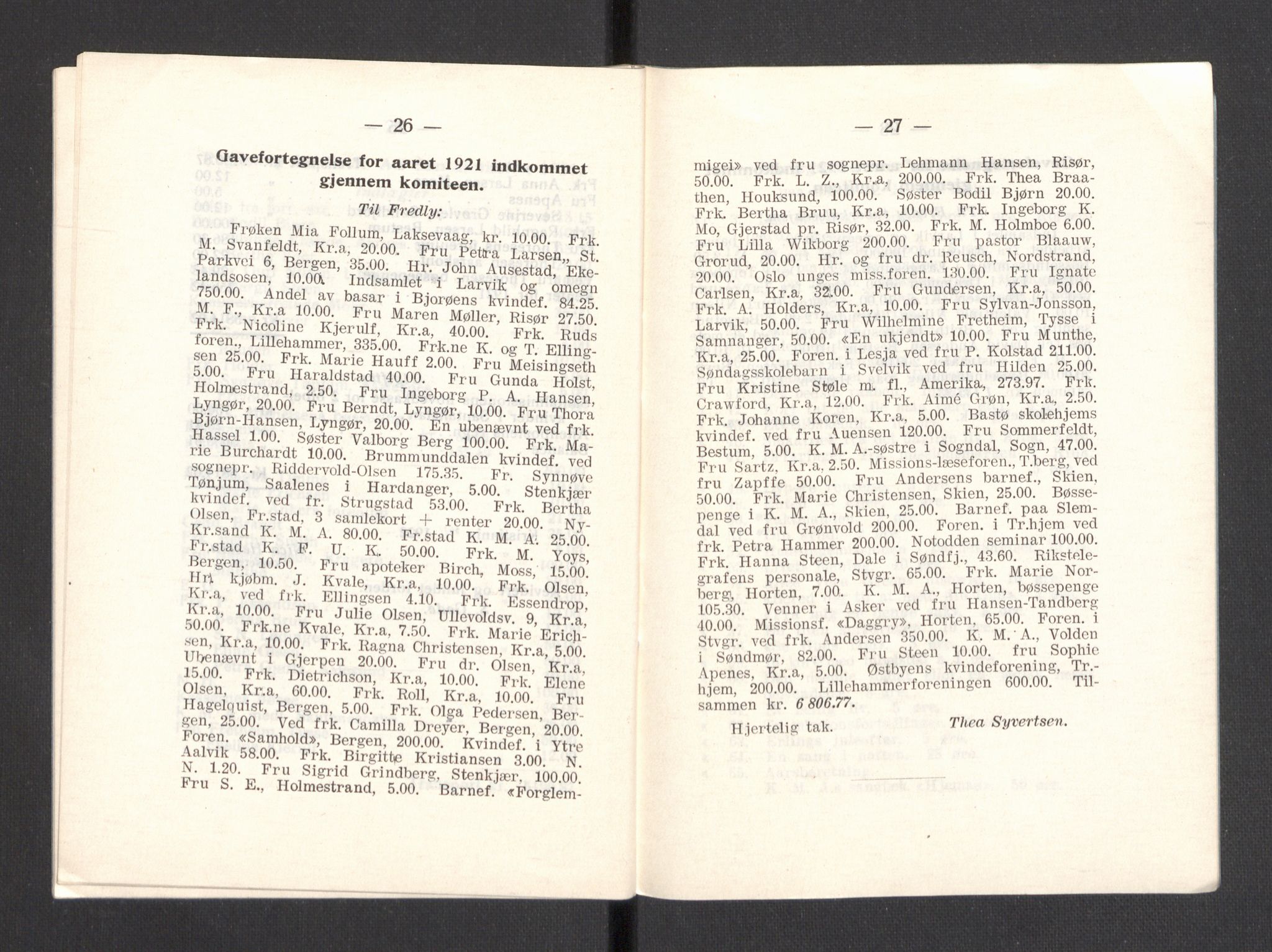 Kvinnelige Misjonsarbeidere, AV/RA-PA-0699/F/Fa/L0001/0008: -- / Trykte beretninger. 10-, 20, 25, og 30-årsjubileum, 1902-1932