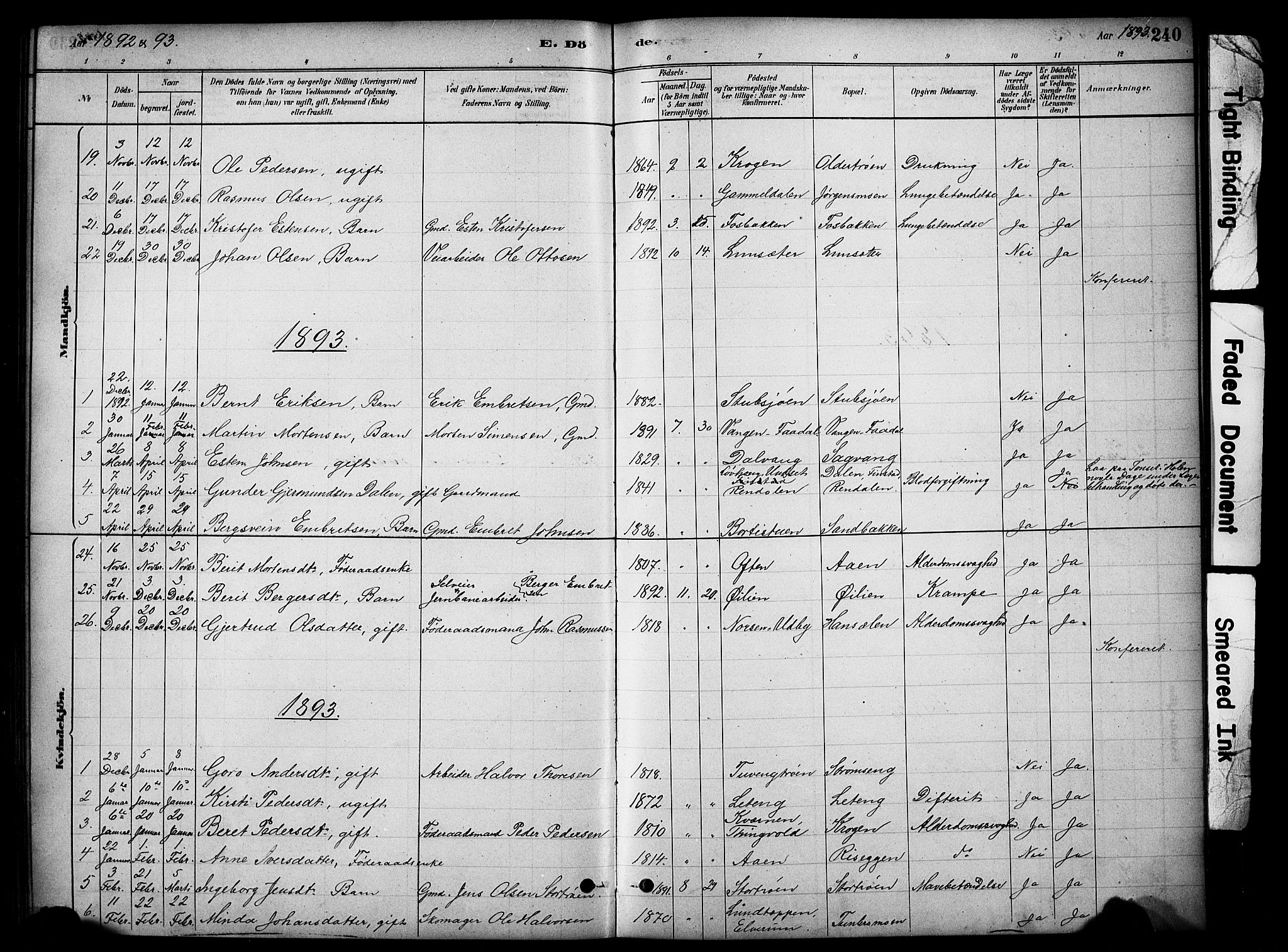 Tynset prestekontor, SAH/PREST-058/H/Ha/Hab/L0006: Parish register (copy) no. 6, 1880-1899, p. 240