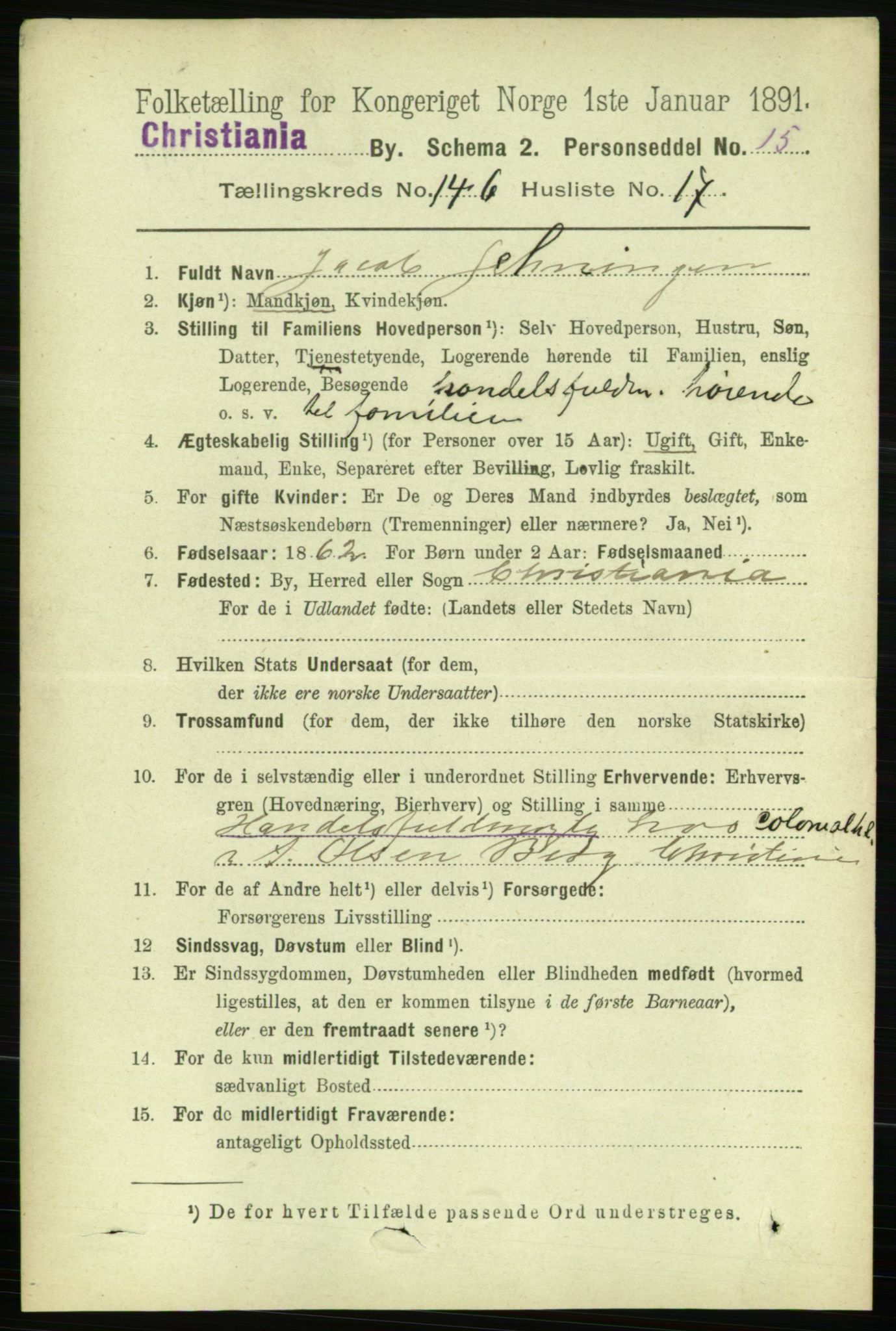 RA, 1891 census for 0301 Kristiania, 1891, p. 81518