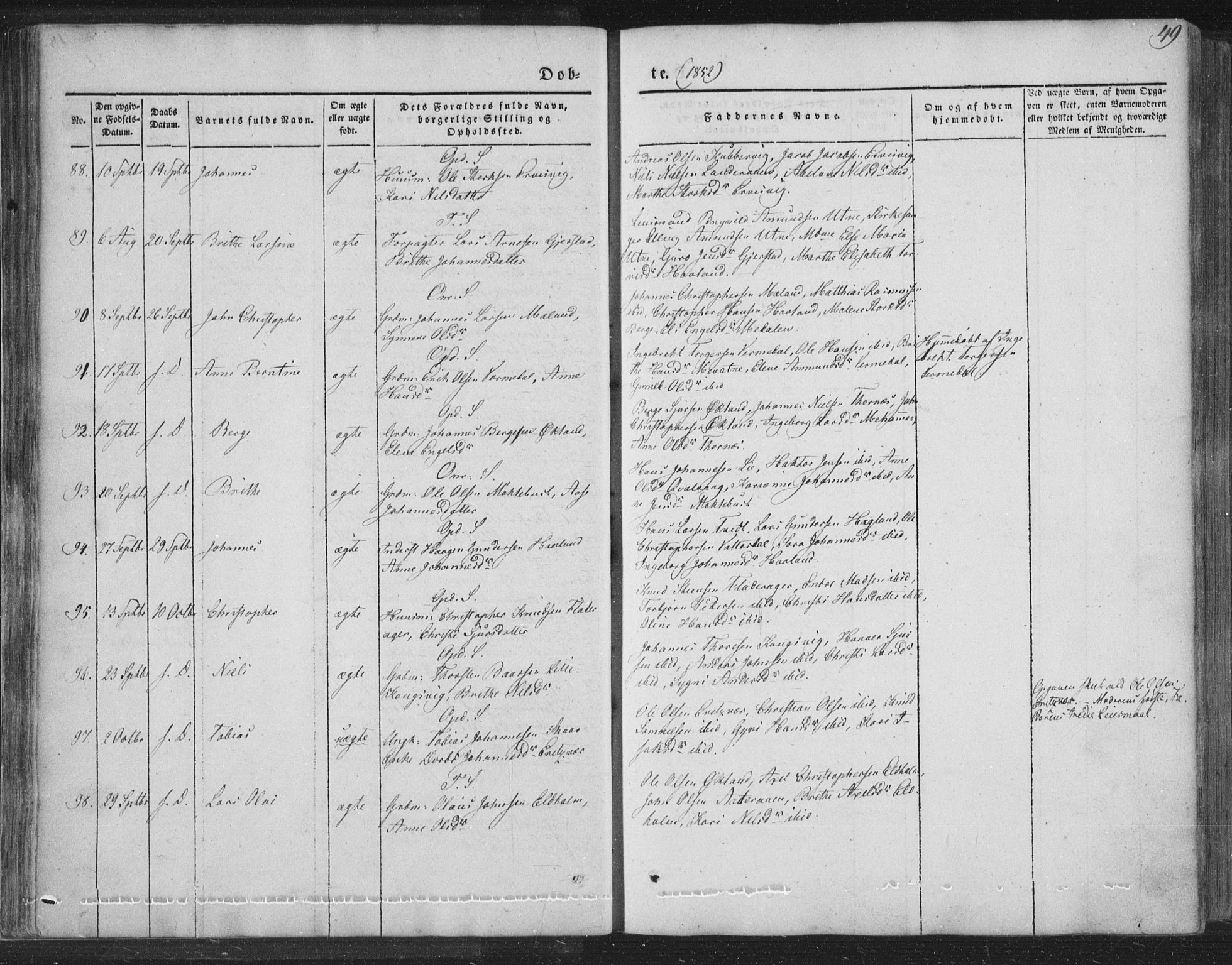 Tysnes sokneprestembete, AV/SAB-A-78601/H/Haa: Parish register (official) no. A 10, 1848-1859, p. 49