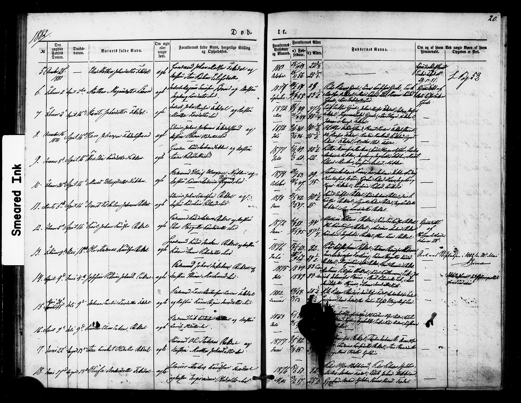 Ministerialprotokoller, klokkerbøker og fødselsregistre - Møre og Romsdal, AV/SAT-A-1454/540/L0540: Parish register (official) no. 540A01, 1872-1883, p. 20
