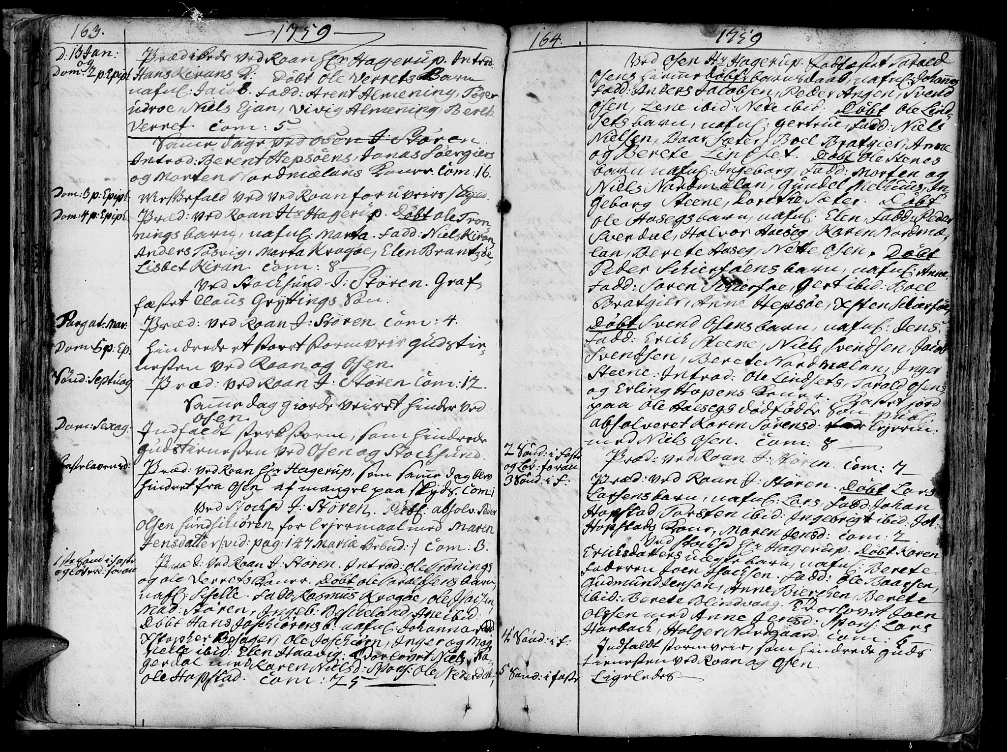 Ministerialprotokoller, klokkerbøker og fødselsregistre - Sør-Trøndelag, SAT/A-1456/657/L0700: Parish register (official) no. 657A01, 1732-1801, p. 163-164