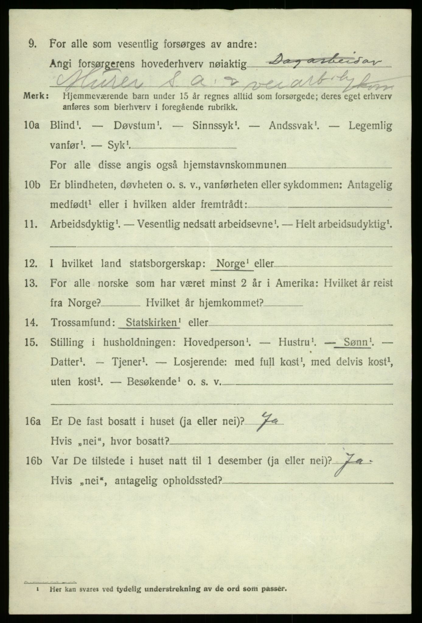 SAB, 1920 census for Kvam, 1920, p. 3782