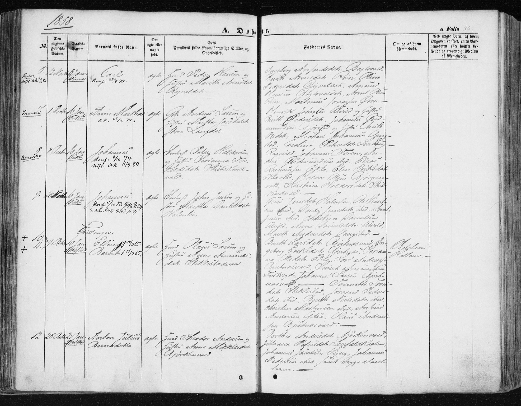 Ministerialprotokoller, klokkerbøker og fødselsregistre - Nord-Trøndelag, SAT/A-1458/723/L0240: Parish register (official) no. 723A09, 1852-1860, p. 86
