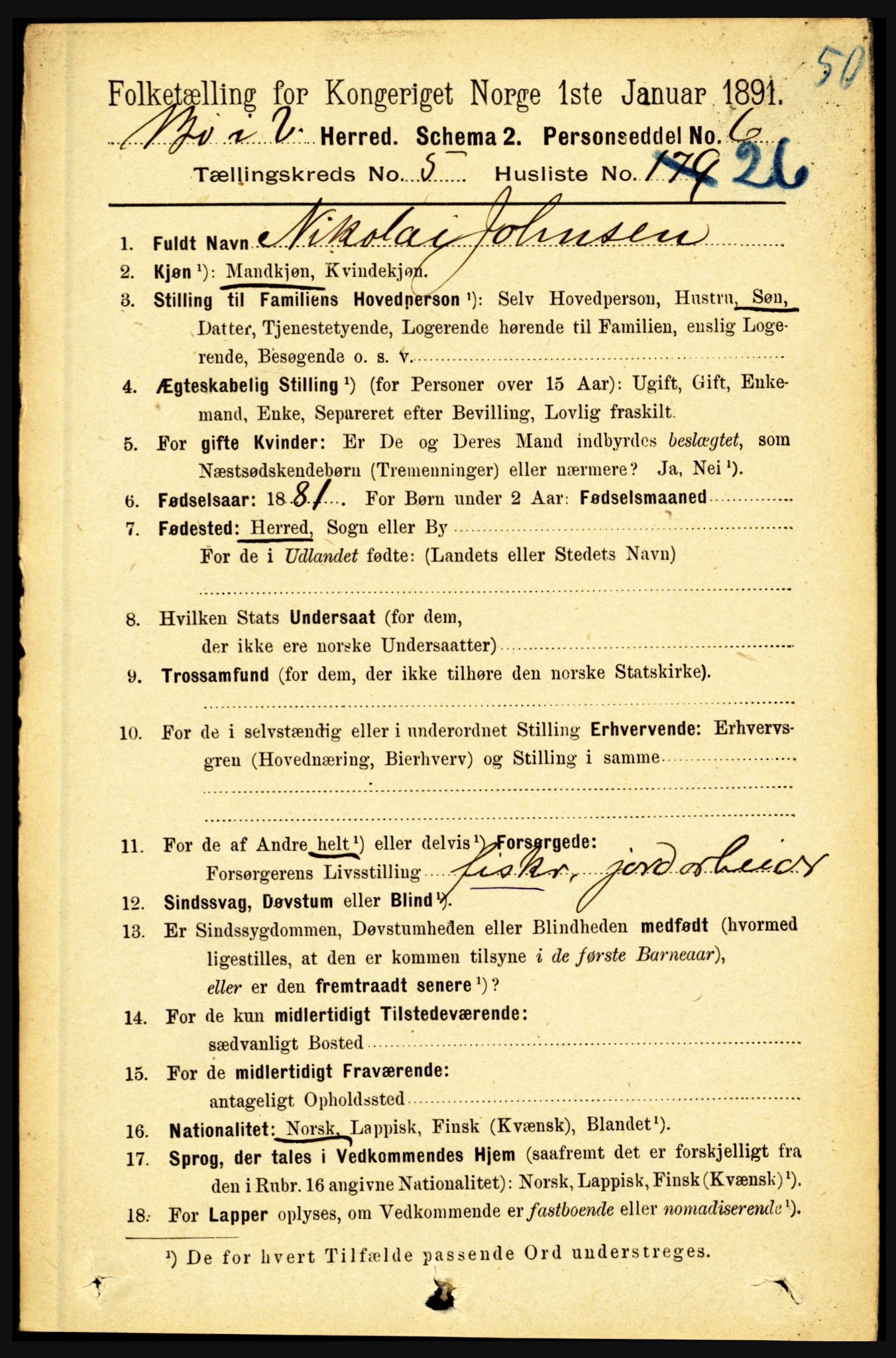 RA, 1891 census for 1867 Bø, 1891, p. 2111