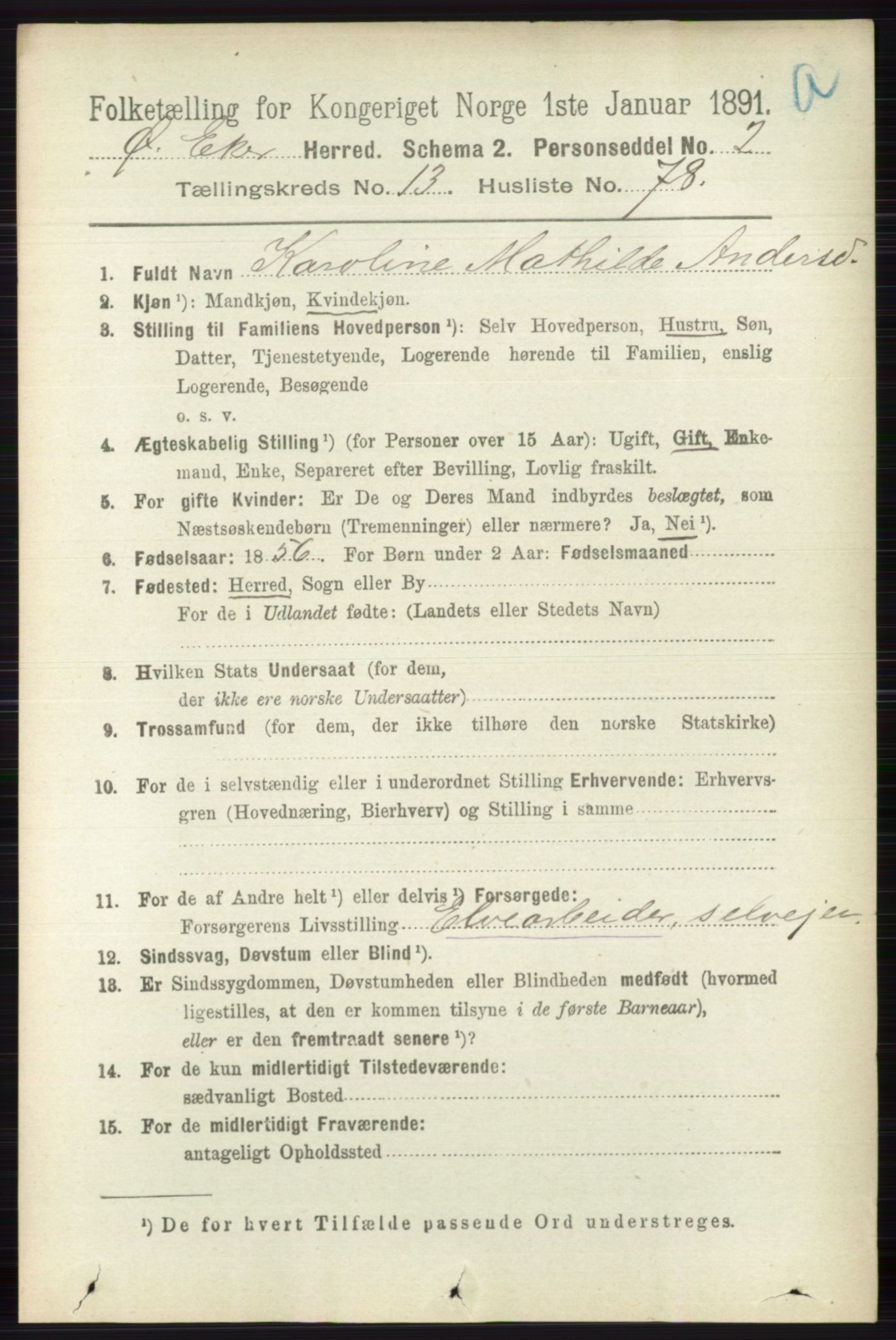 RA, 1891 census for 0624 Øvre Eiker, 1891, p. 6293