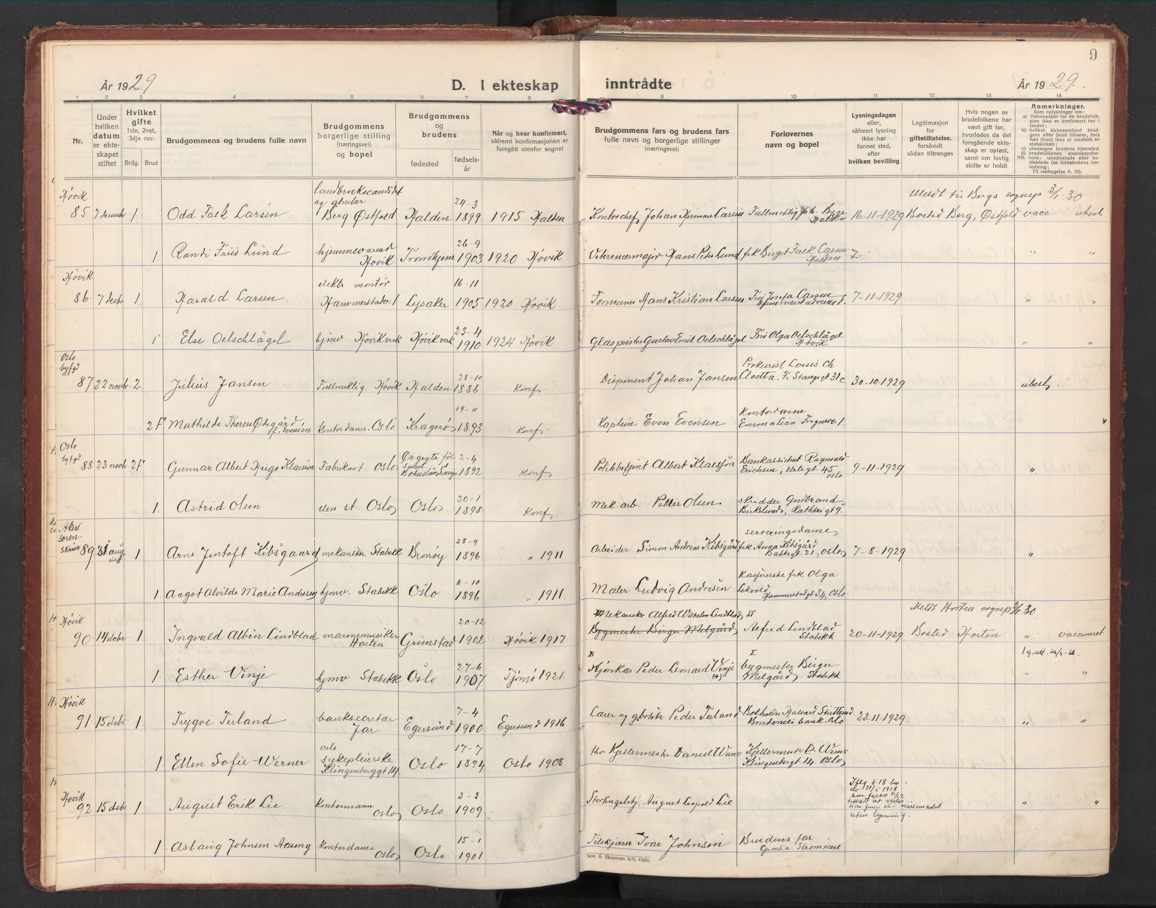 Østre Bærum prestekontor Kirkebøker, AV/SAO-A-10887/F/Fa/L0004: Parish register (official) no. 4, 1929-1940, p. 9