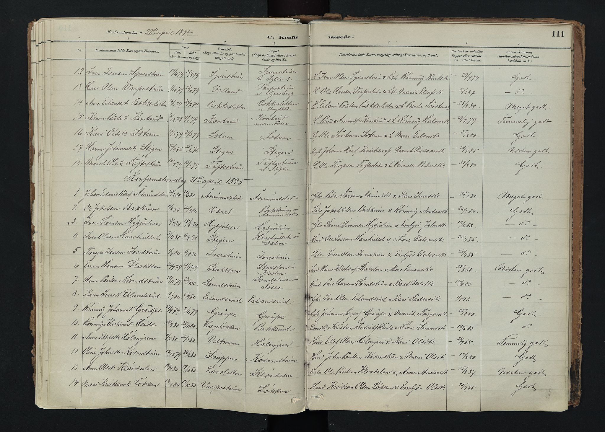 Nord-Fron prestekontor, AV/SAH-PREST-080/H/Ha/Haa/L0005: Parish register (official) no. 5, 1884-1914, p. 111