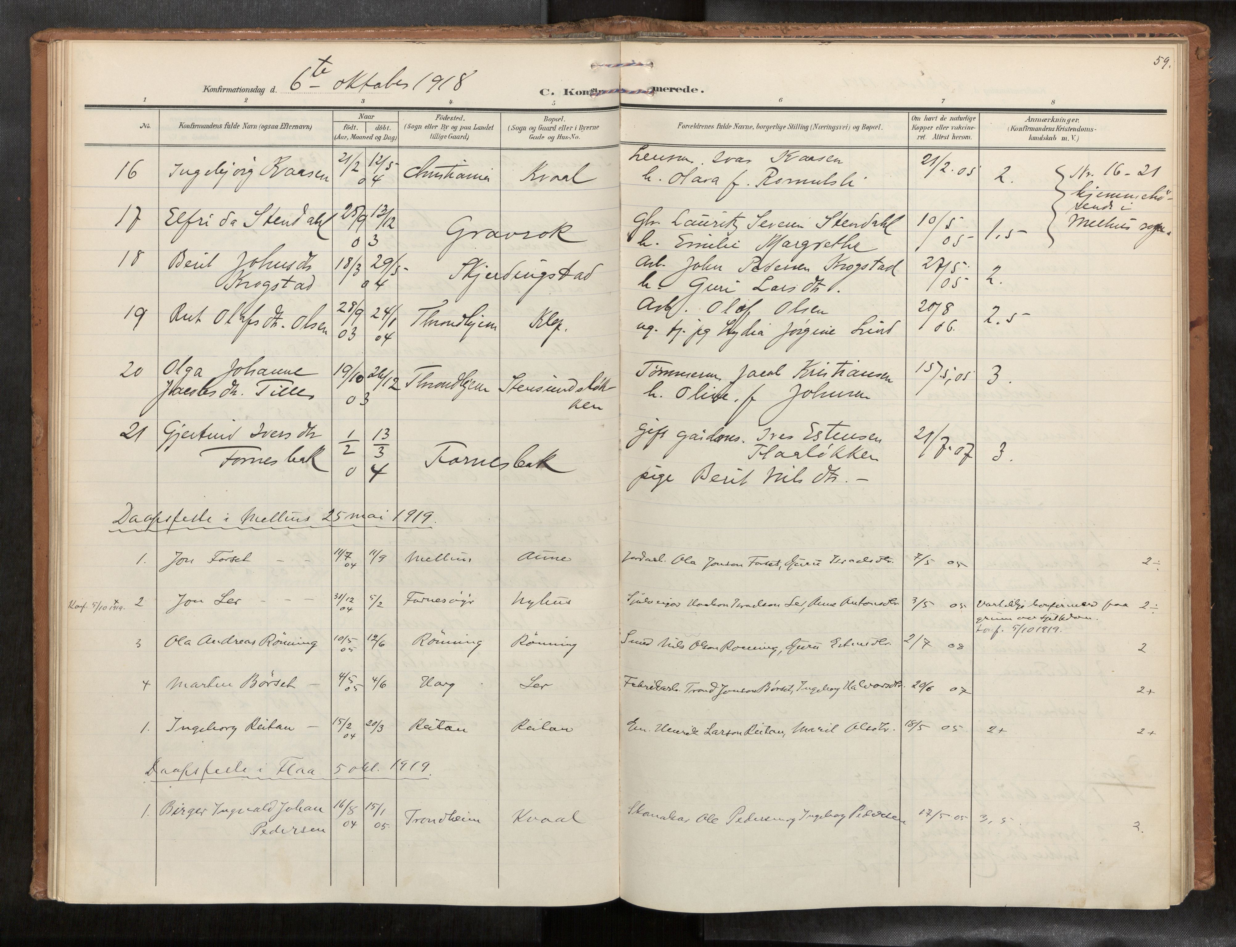 Ministerialprotokoller, klokkerbøker og fødselsregistre - Sør-Trøndelag, SAT/A-1456/693/L1119b: Parish register (official) no. 693A02, 1906-1936, p. 59