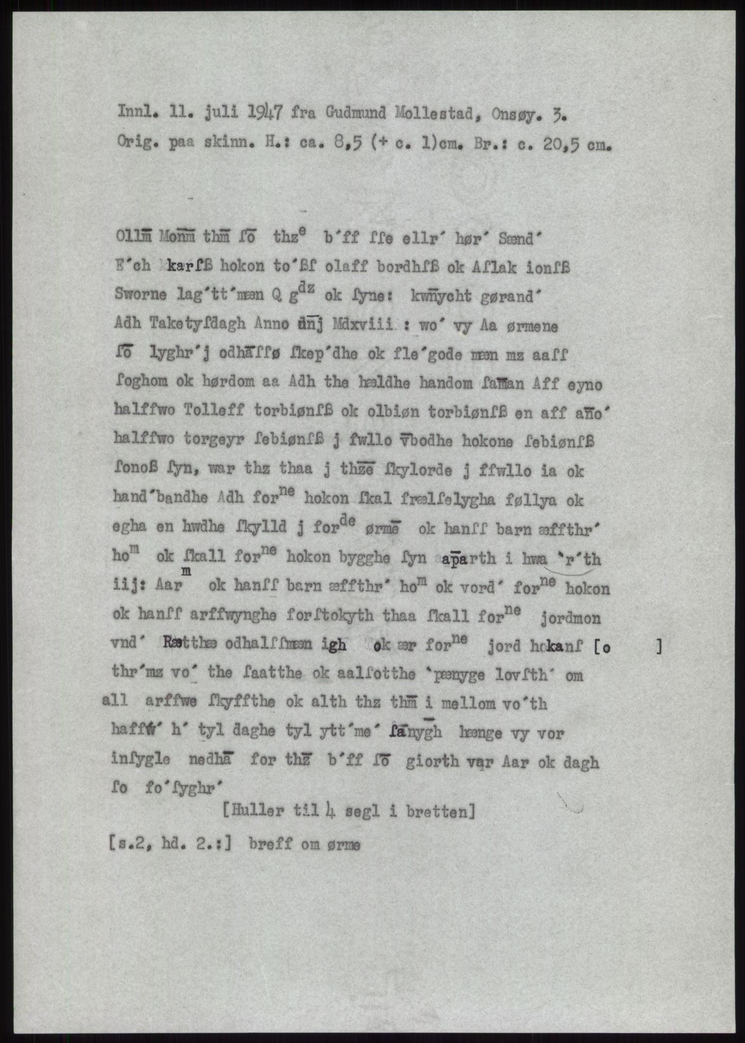 Samlinger til kildeutgivelse, Diplomavskriftsamlingen, RA/EA-4053/H/Ha, p. 598